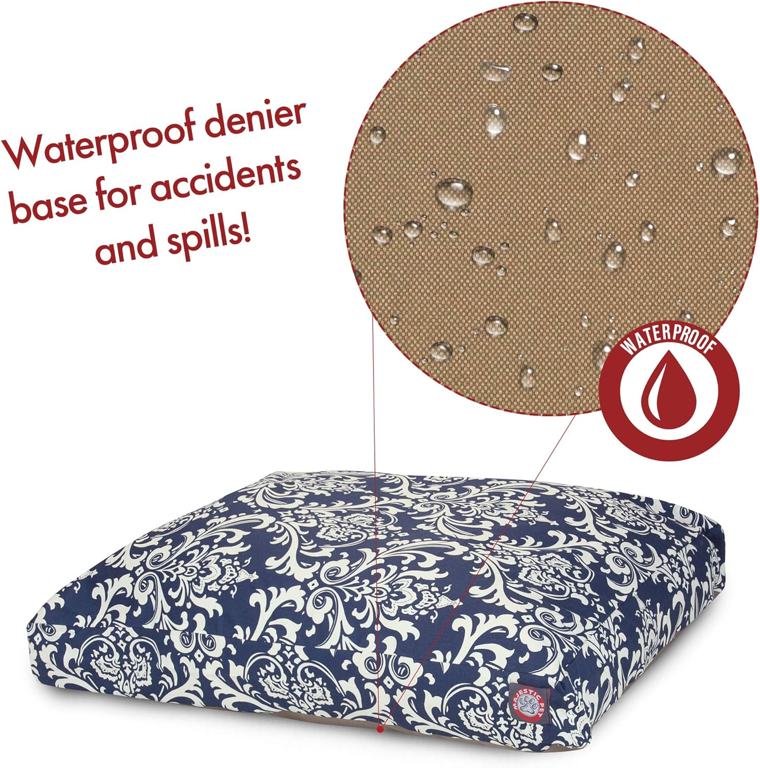 review Navy Blue French Quarter Large Rectangle Indoor Outdoor Pet Dog Bed With Removable Washable Cover By Majestic Pet Products