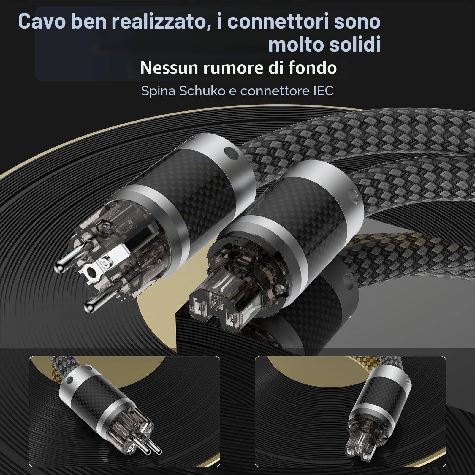 Tertullus Cavo di alimentazione HiFi High End C15, cavo di alimentazione HiFi, cavo per dispositivi freddi con spina Schuko e spina per dispositivi freddi (E860, 1,5 m)