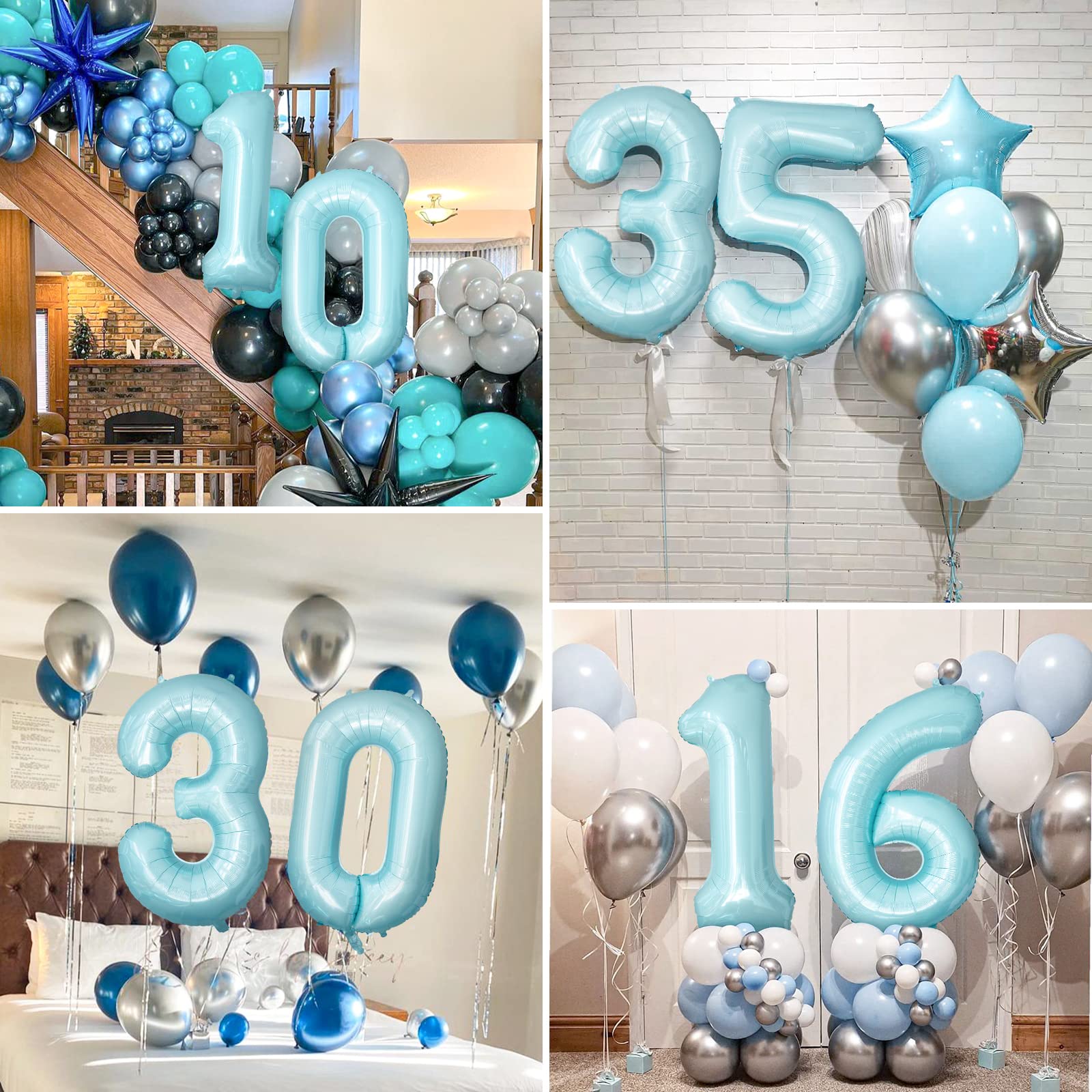 Palloncini Compleanno 1 Anni Blu Pastello Palloncino XXL Di 100 Cm Foil Gigante Numero 1 Numeri Gonfiabili Bambino Ragazzo Compleanno Anniversario Decorazione Feste (Blu Pastello)
