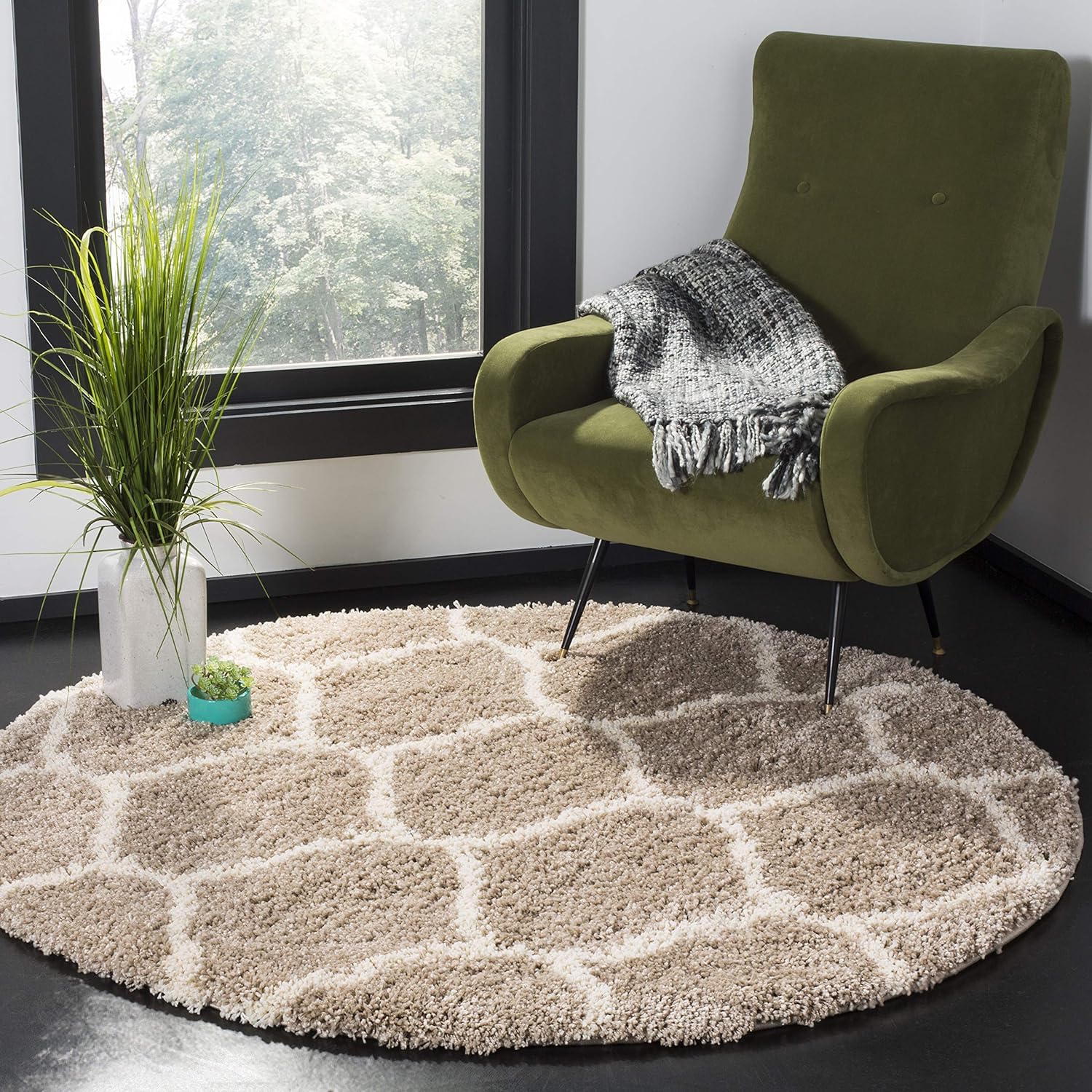 Xenluxe Round Shaggy Rug – Soft Plush Circular Carpet for Living Room, Bedroom, Kids Room – Non-Slip, Cozy Floor Rug, Machine Washable & Quick Dry-picture-21