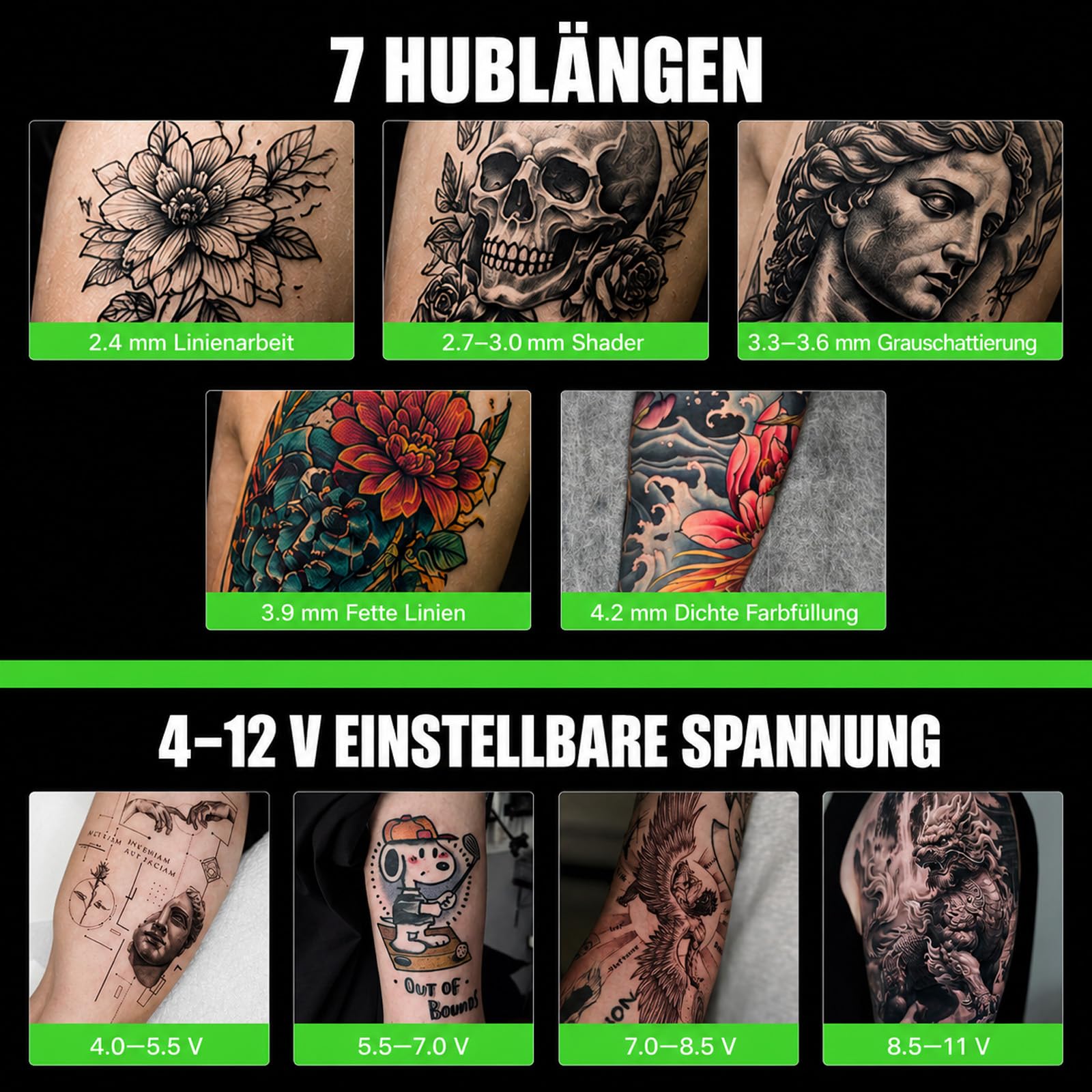 Dragonhawk Atom2 Pro Tattoo Maschine Pen kabellose Tätowiermaschine Rotary Akku Tattoo Gun 7 Strokes Length 2000mAh Batterie für Tattoo Anfänger (MYWQP-082S) | Kabellose Tätowiermaschine mit 2000 mAh 2 Akkus Tattoo Nadeln Vibrationsarm Für Anfänge Linien