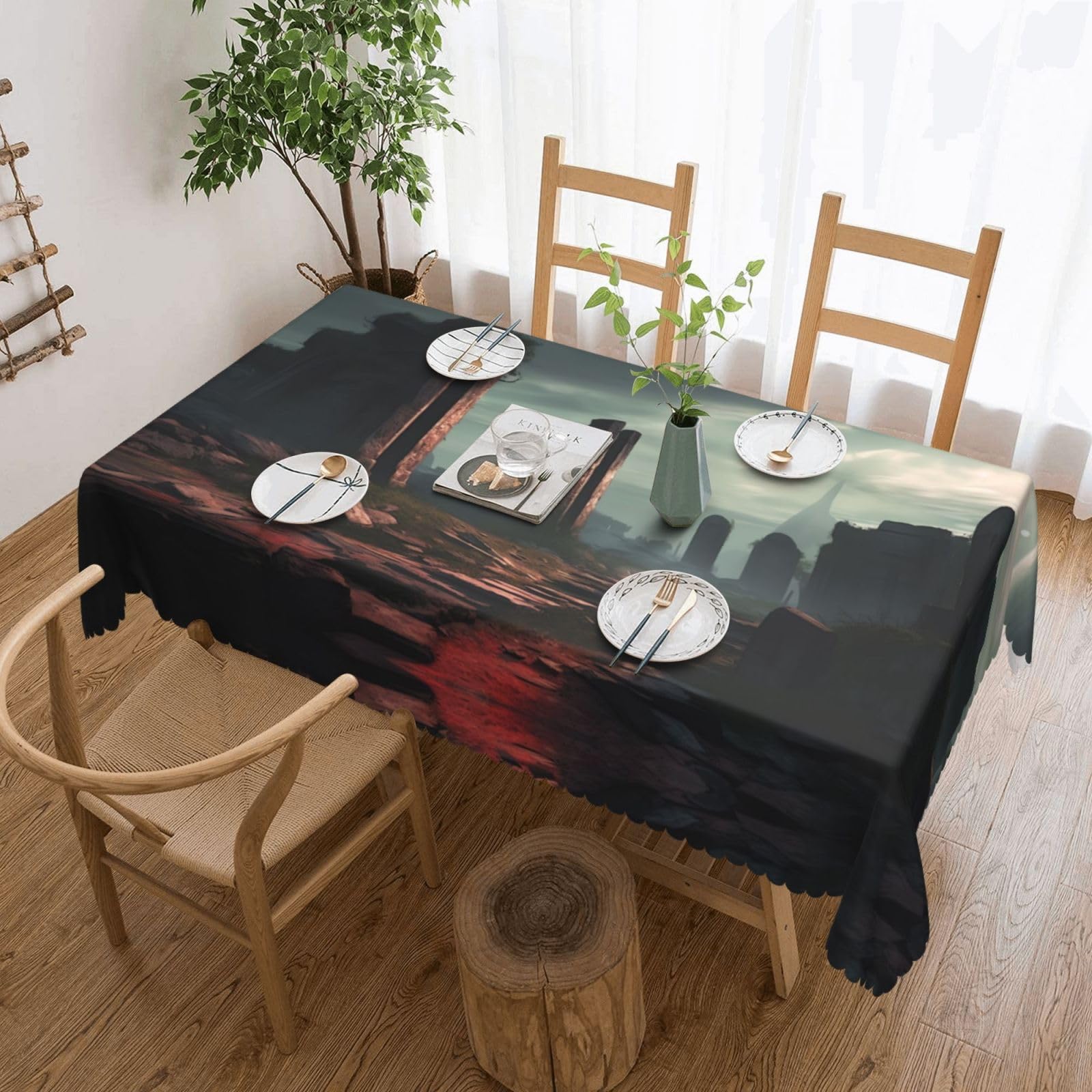 Nappe rectangulaire imperméable anti-tache 137 x 183 cm pour restaurant