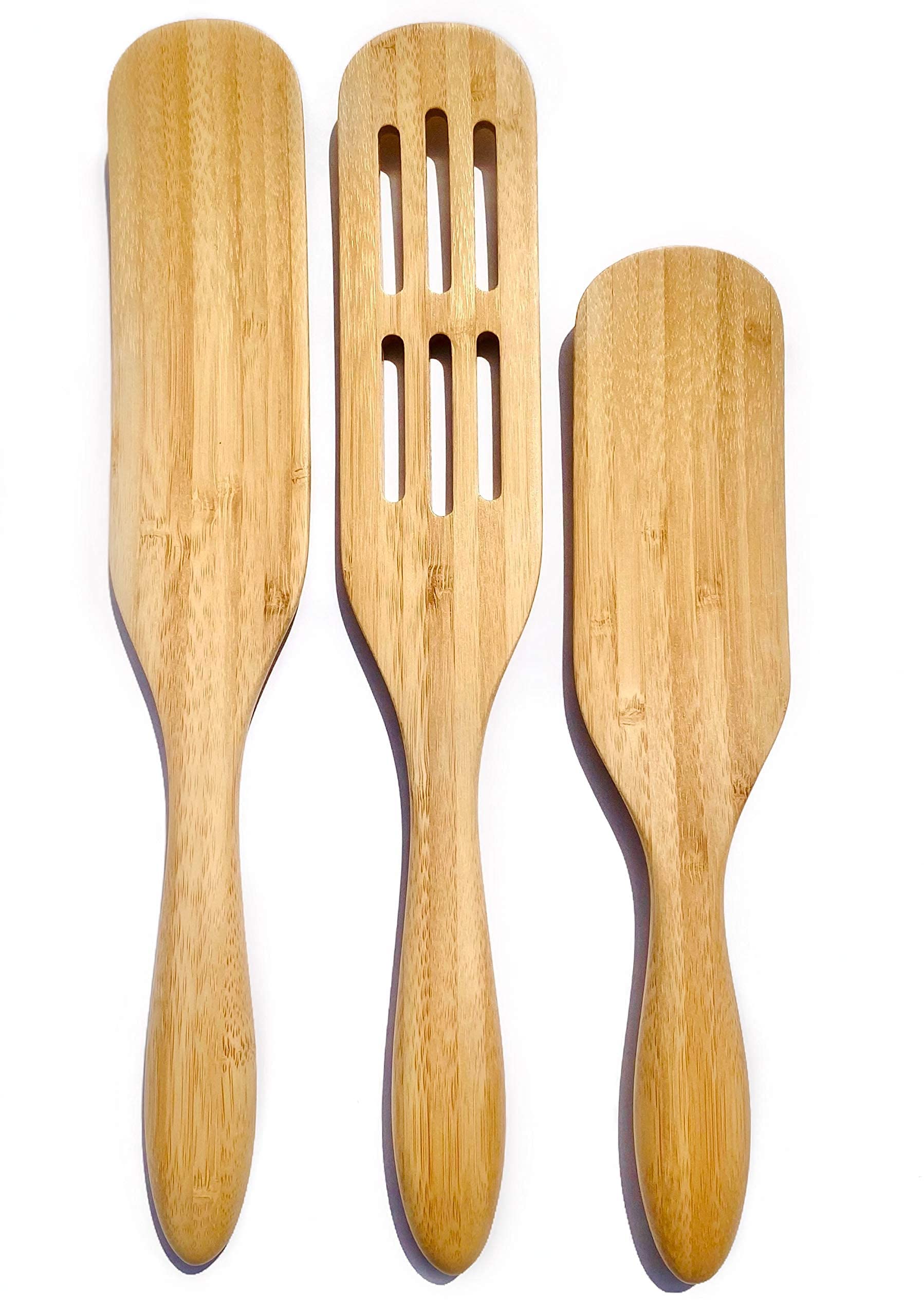 Wooden Spurtle Set, Teak Spurtles Kitchen Tools, Wooden Spatula for Cooking, Wood Utensils, Non Stick Cookware for Serving, Stirring, Mixing, Scraping, Scooping, Healthy and Heat Resistant (3PCS)