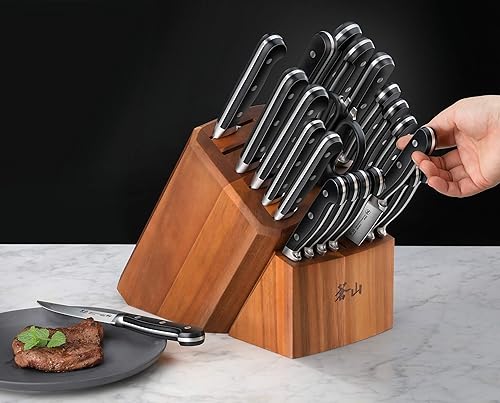 Miniatura 8 de Cangshan V2 Series 1024128 - Juego de 23 cuchillos forjados de acero alemán, Acacia
