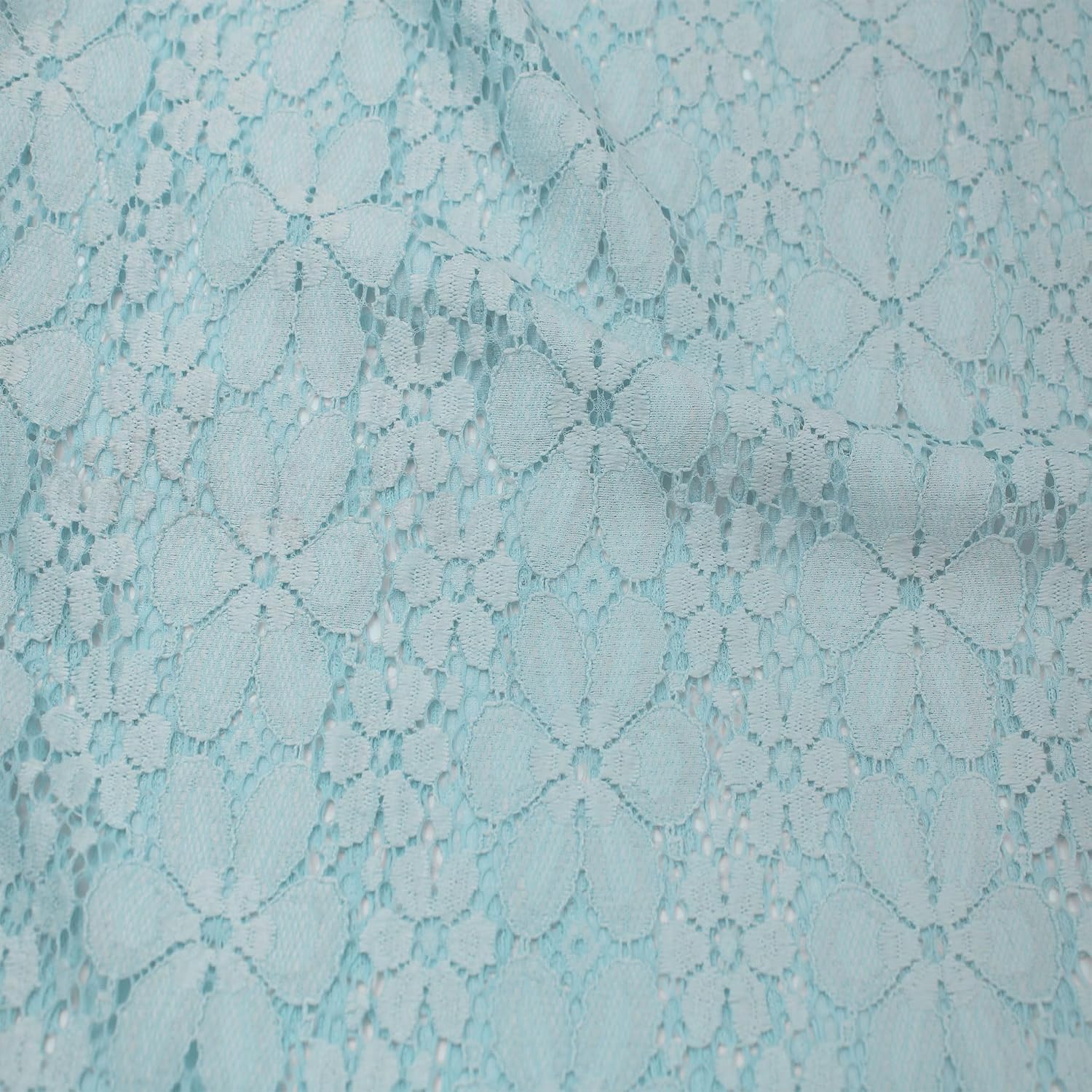 Stylish FABRIC 59" Wide-Nylon Spandex Vintage Lace Pattern: Kimberly-Fabric by The Yard-Apparel, Clothing, Accessories, Fashion, Crafts, Wedding, Decorations, Dresses, and DIY, Aqua Light 1 Yard