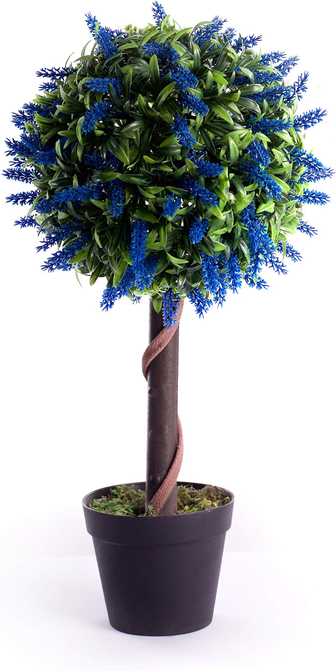Best Artificial 2ft 60cm Lavender Ball Tree Plant Garden Office Conservatory Tropical Indoor Outdoor (Blue)