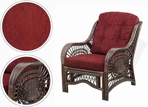 Miniatura 3 de Malibu Lounge Living Accent - Sillón de mimbre de ratán natural, diseño hecho a mano con cojín