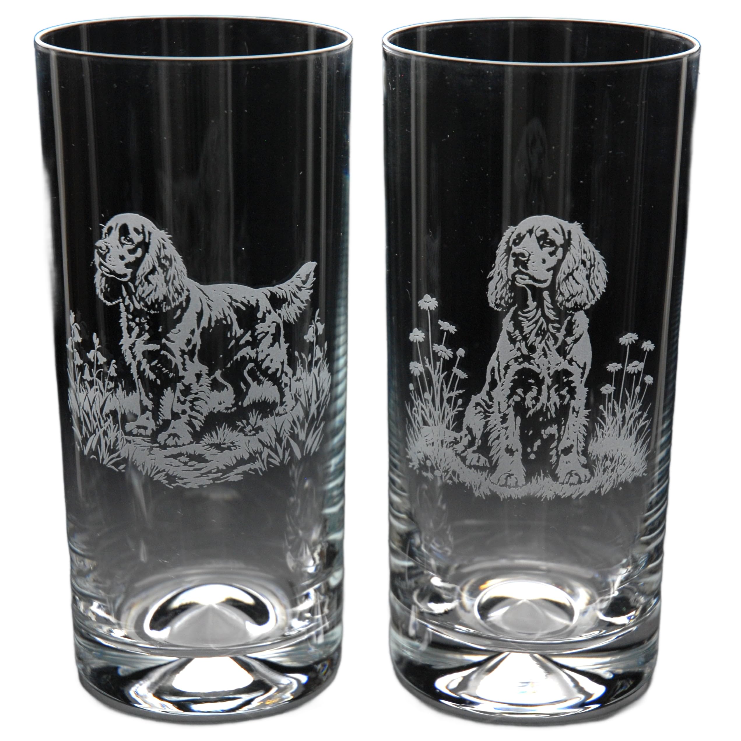 GLYPTIC Glass Art Cocker Spaniel Dog Placement Hand Etched/Engraved Highball Glass — image 1
