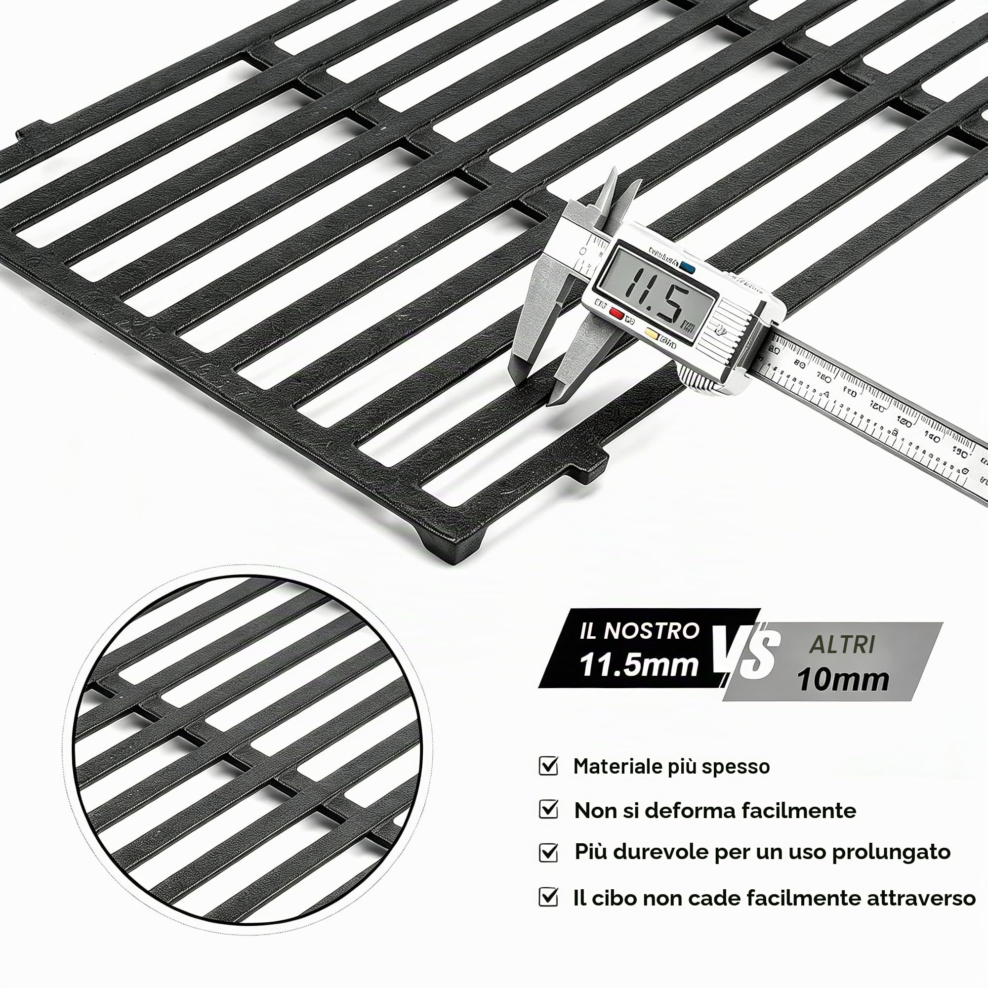 Griglia da 44,5 cm per Weber Spirit I & II 200 210 (Pulsanti Anteriori) E210 E220 S210 S220, Ricambio per Weber 7637 in Ghisa