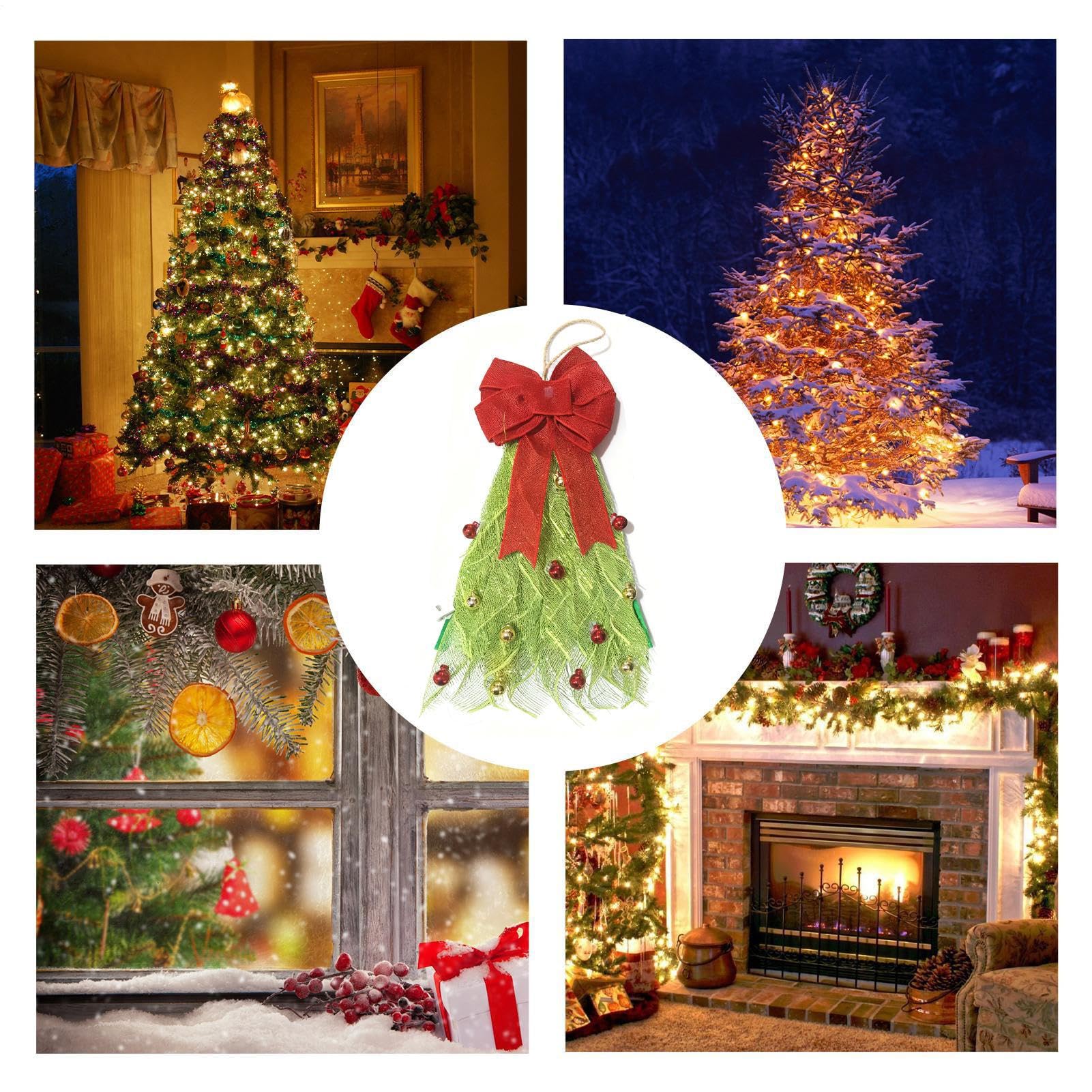Guirnalda de Navidad Artificial de Hoja perenne para Exteriores, Accesorio | Decorativo para árbol de Navidad, decoración de Pared para Puerta, Pieza de celebración Hecha a Mano | Patio Interior