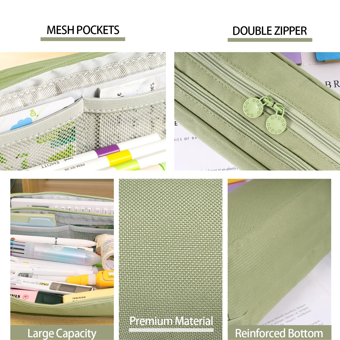 KORSEEN Pencil Pen Case Large Capacity Pencil Pouches Bag with Extendable Big Compartments - Image 4