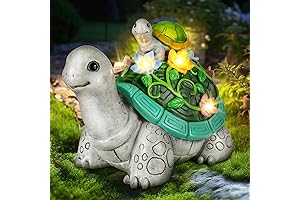 LESES Solar Animals Statues, Turtle Solar Statue Garden Decor, 7 LED Solar...
