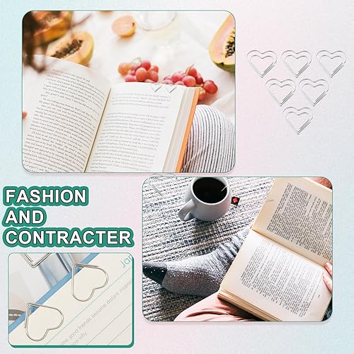 Miniatura 5 de 100 mini clips de papel, bonitos clips de papel de corazón de acero inoxidable, clips de papel de metal pequeños para clasificar, organizar