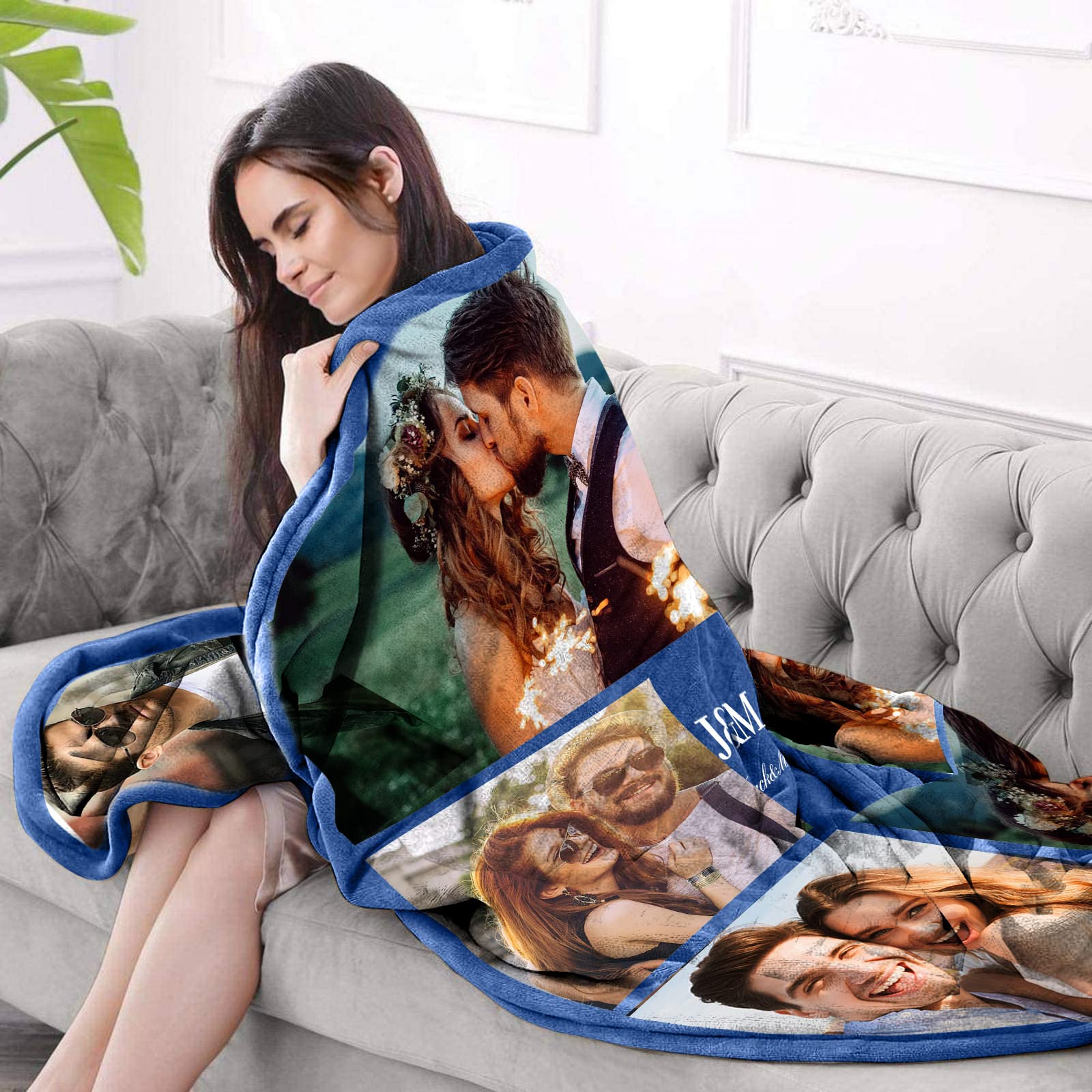 NIBESSER Coperta Personalizzata con Foto Plaid Personalizzato Comodo Morbido Coperta Pile Caldo Idea Regalo per Amici Bambini per Natale Matrimonio Compleanno, 6 Foto 2, 150x200cm