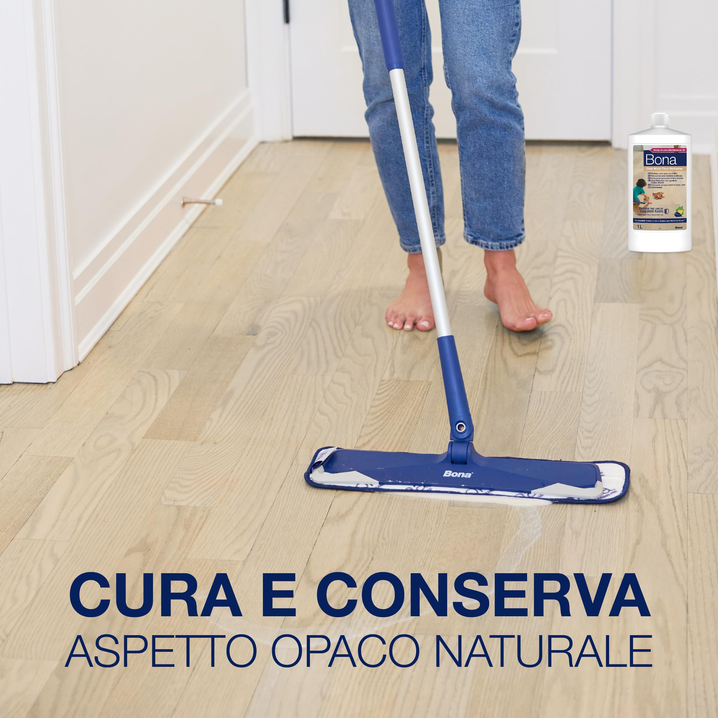 Bona rinfrescante per pavimenti in legno oliato 1 L, olio per la cura del parquet, per pavimenti oliati, pulizia del parquet oliato, rinfresca