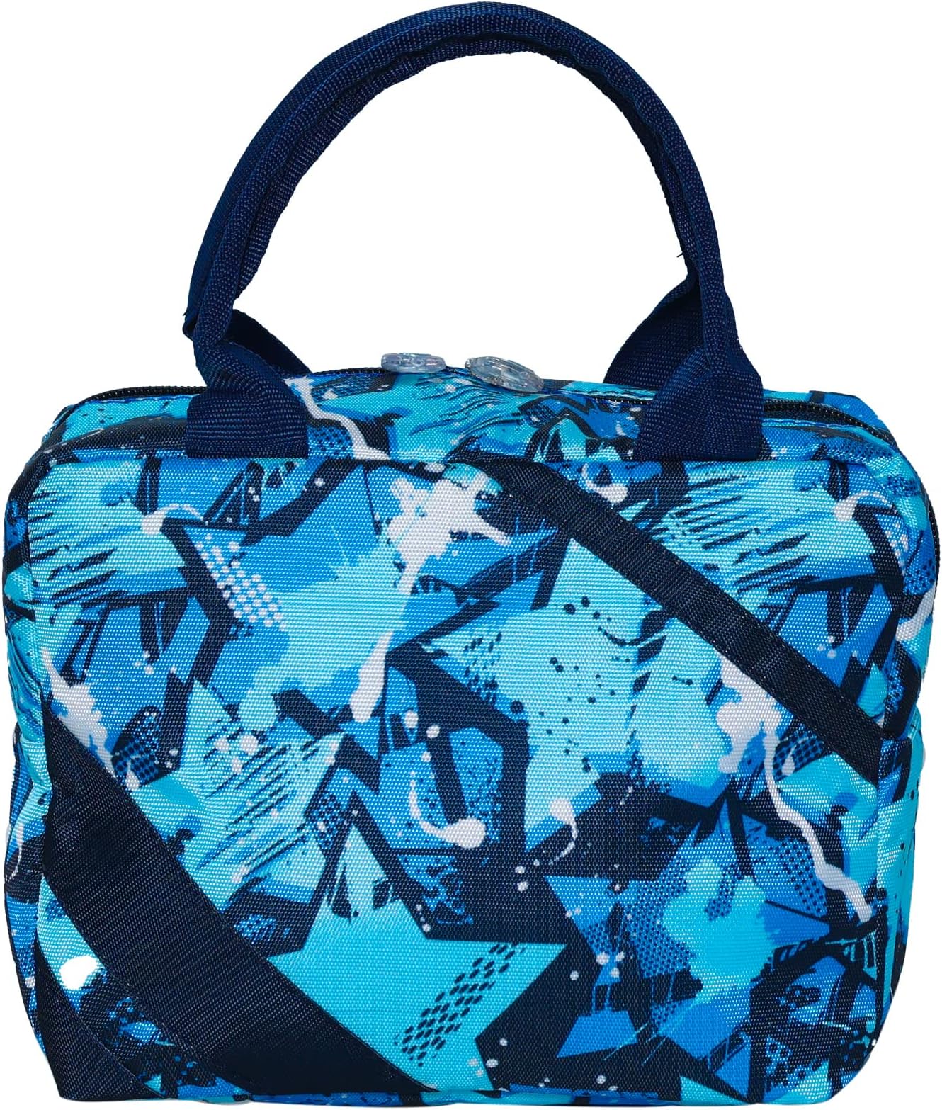 Echo Boomers Ball Printed Insulated Lunch Bag, Tiffin and Food Storage Bag for Work, Students, Office, Picnic, College & School with Multiple Zipper Pockets (Blue)
