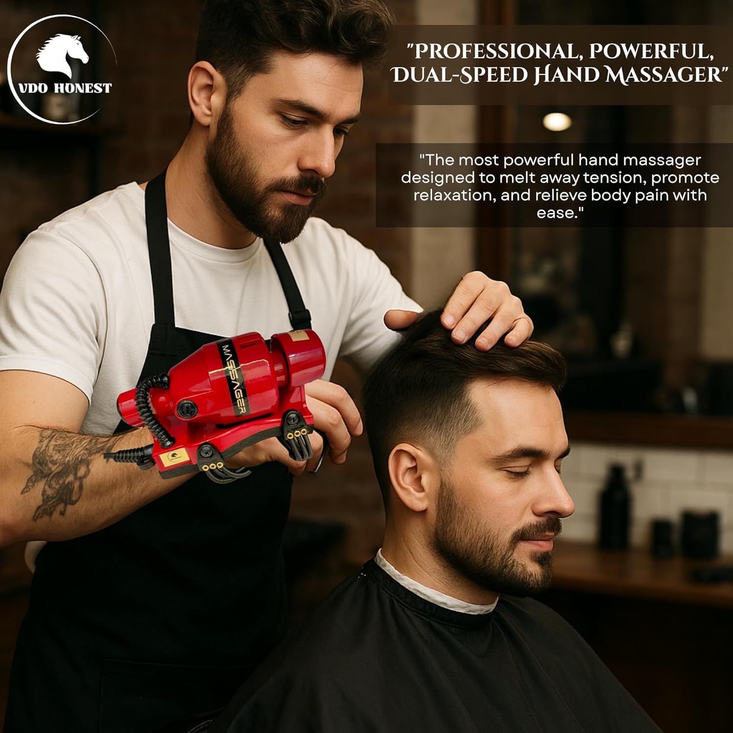 Powerful Double Speed Floating Action for Full Body Massager Corded Electric Powered, Barber Massager Red - Image 9