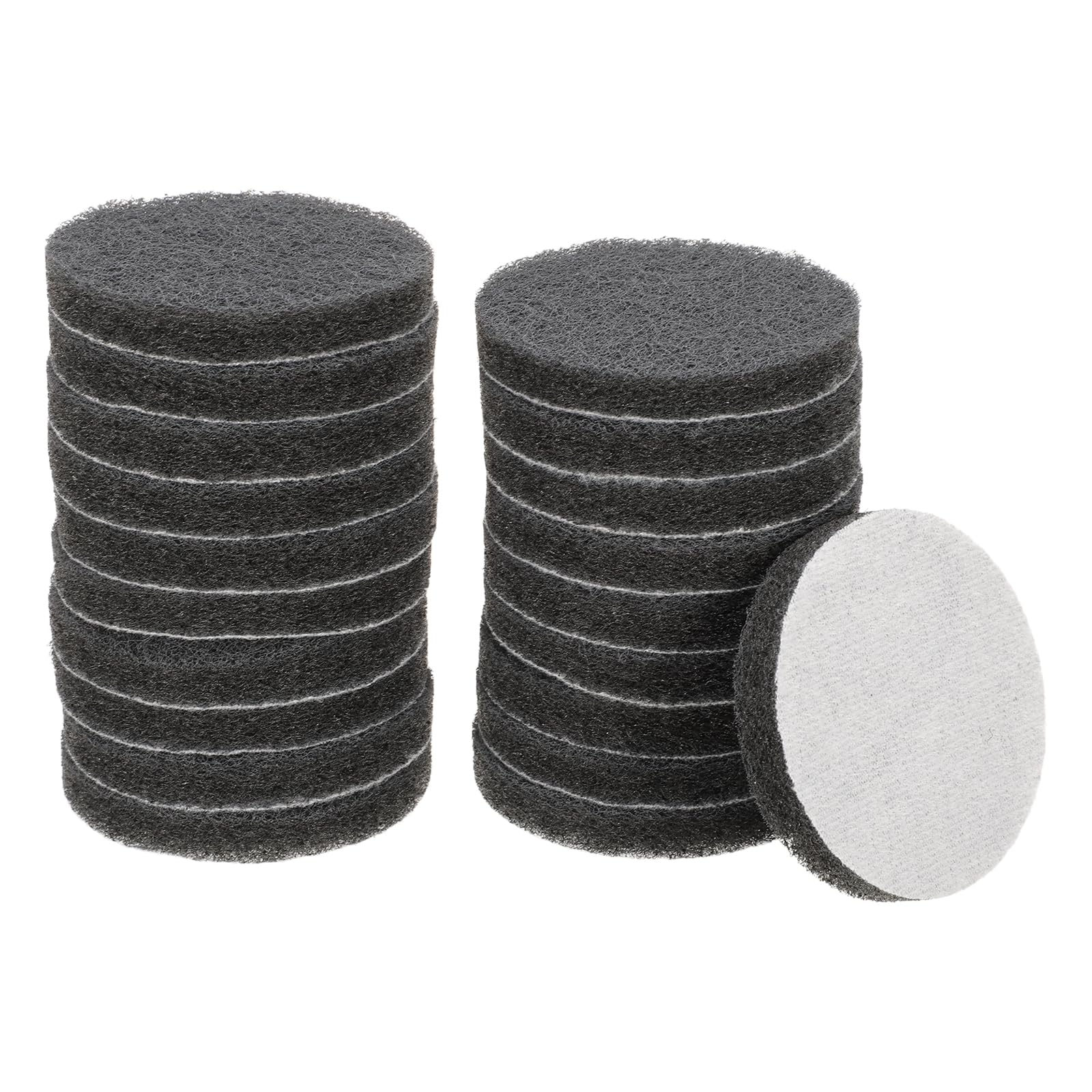 sourcing map 20pcs Scrubber Scouring Pads 800 Grits 3 Inch Drill Power Brush Hoop and Loop Surface Conditioning Disc Drill Scuffing Disc Scrub Pads for Home Kitchen Cleaning, Grey