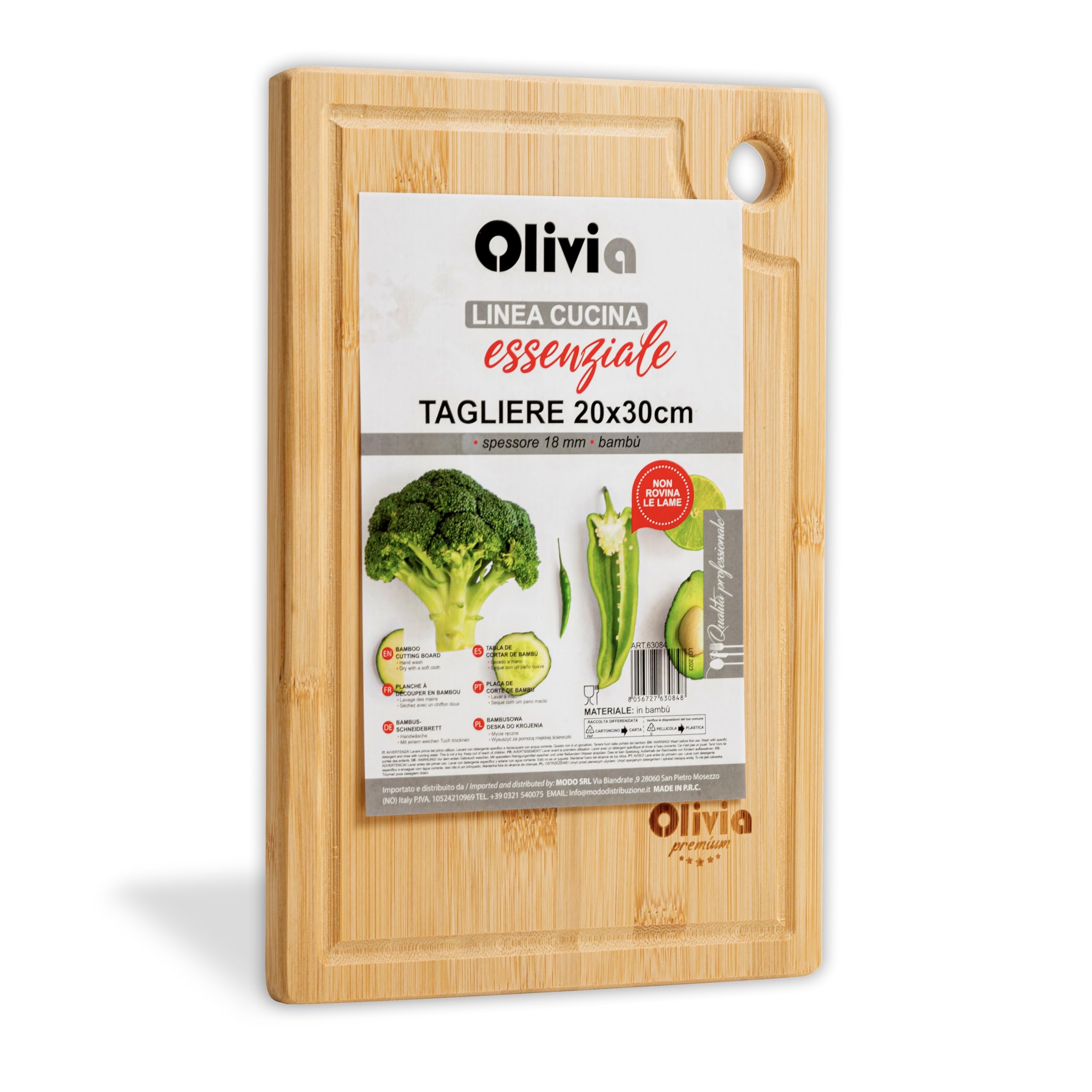 IPEA Rectangular Wooden Chopping Board for Vegetables, Fruits, Salami - 32 x 22 cm - Multipurpose Kitchen Chopping Board for Cutting and Serving Appetizers, Bread, Vegetables, Cheeses - Bamboo Tray