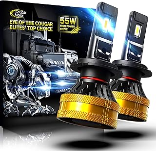 Cougar Motor Ultimate H7 LED Headlight Bulb, 30000LM 120W High-Focus Extremely Bright 6500K Cool White Conversion Kit - Adjustable Beam, Halogen Replacement