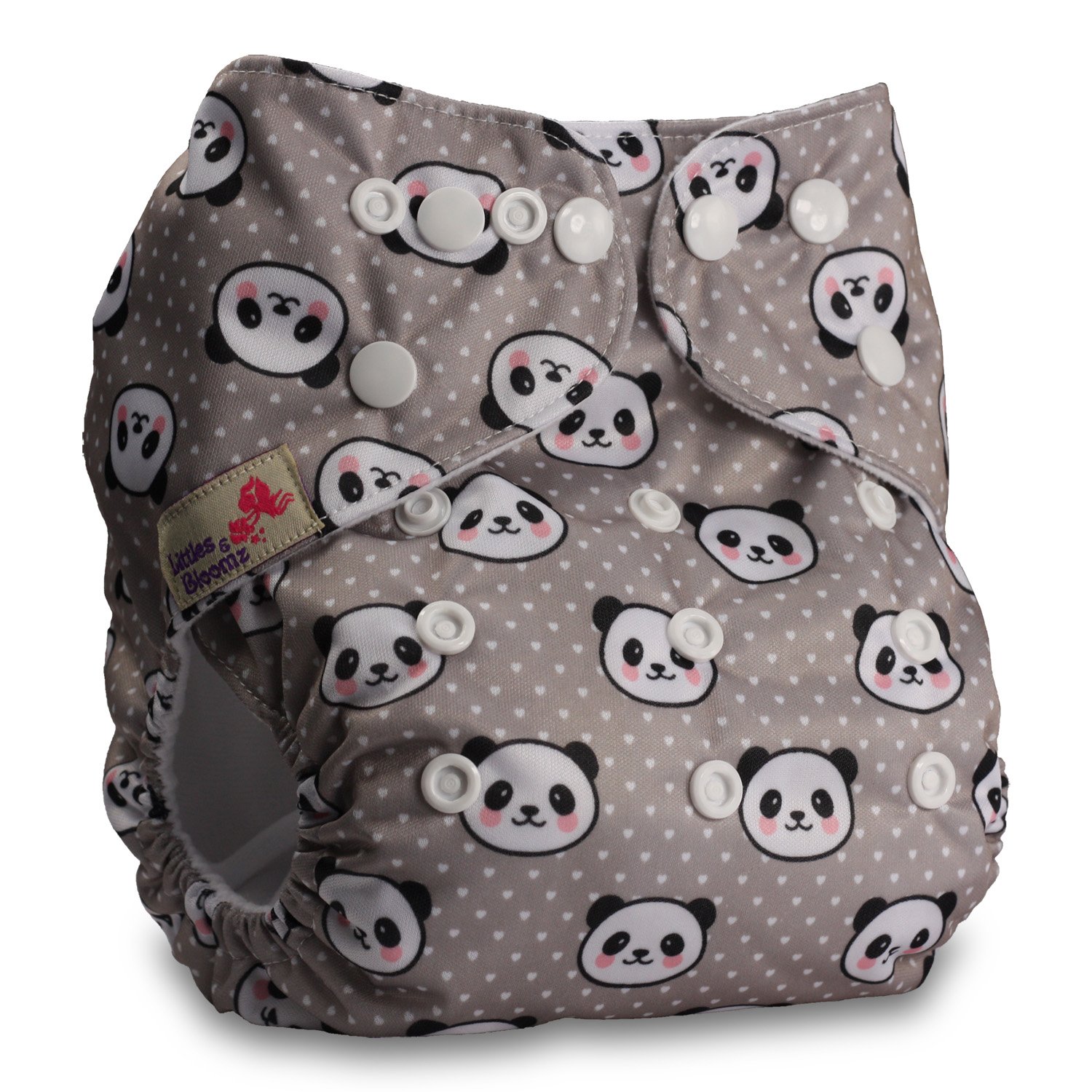 Littles & Bloomz, Reusable Pocket Cloth Nappy, Fastener: Popper, Set of 1, Pattern 70, with 1 Bamboo Charcoal Insert