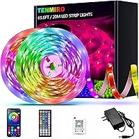 Tenmiro 65.6ft RGB LED Strip Lights Kit with 44-Key IR Remote - Color Changing for Bedroom, Kitchen, Decor