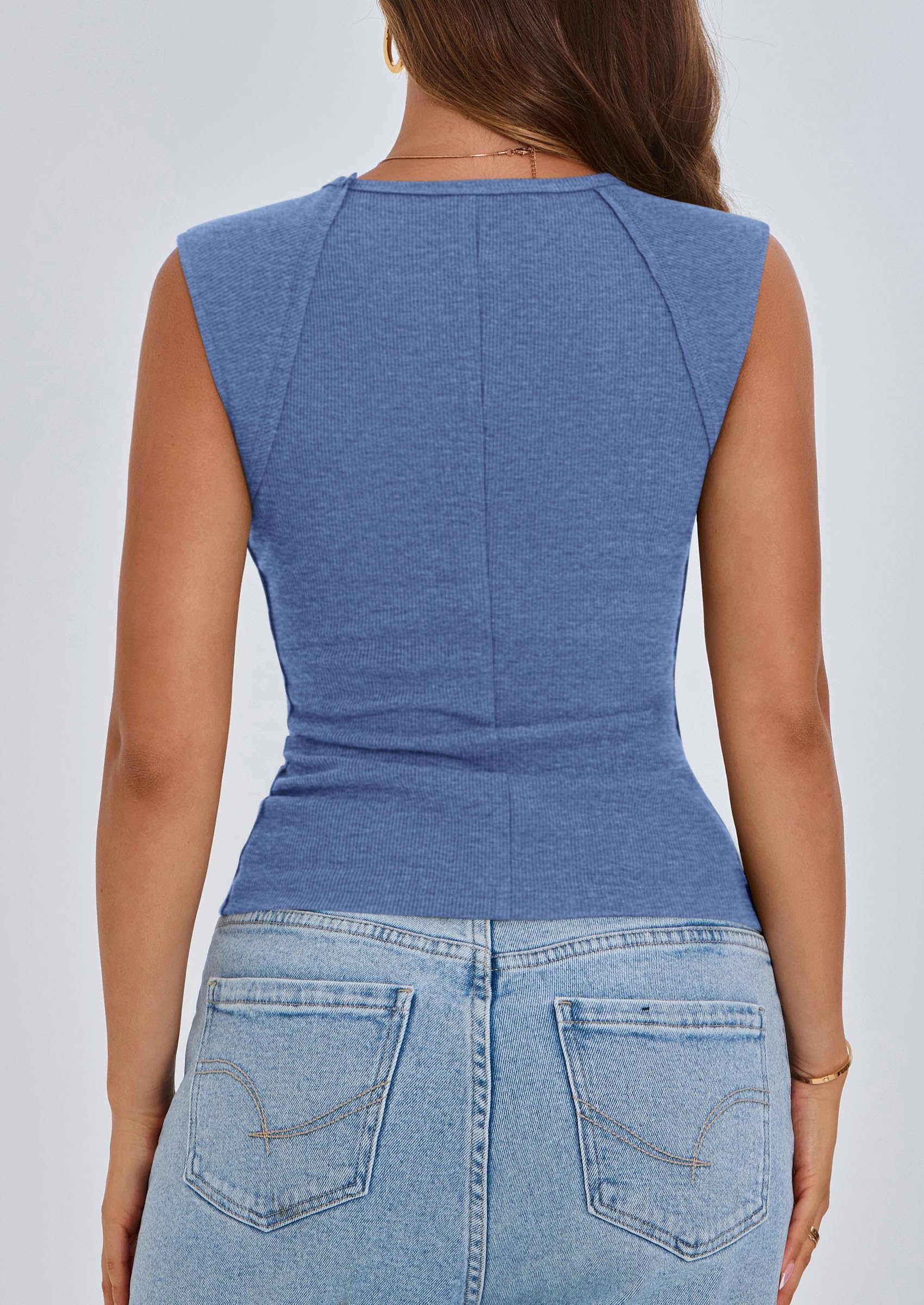 PRETTYGARDEN Women's Ribbed Tank Tops 2026 Summer Cap Sleeve Slim Fitted Knit Basic Casual Tee Shirts Trendy Fashion Clothes — view 10