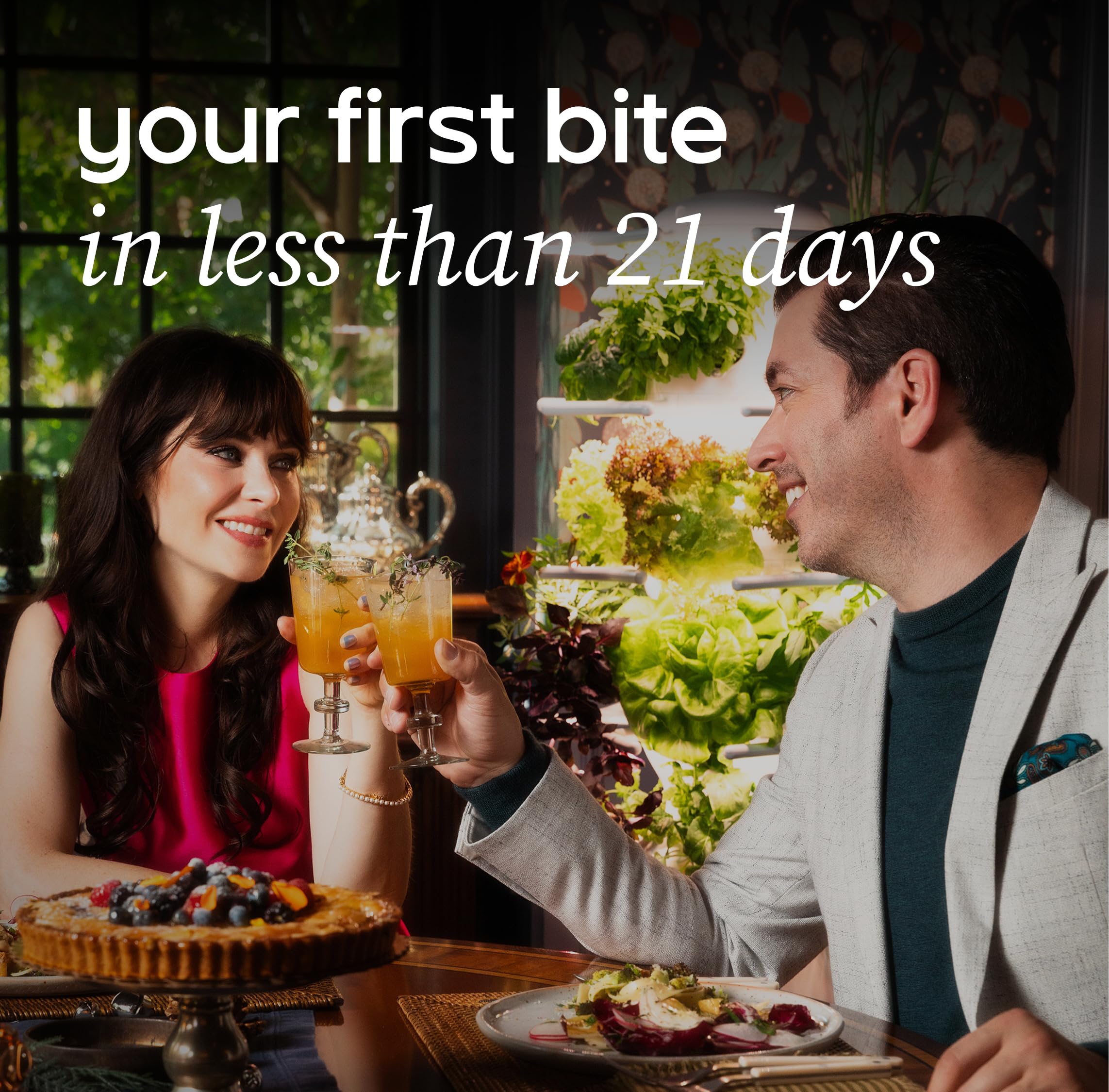 Lettuce Grow Farmstand Nook 4ft.7” Vertical Hydroponic Garden Tower - Self-Watering, Vertical Hydroponic Tower with LED Grow Lights, 20 Live Seedlings, Smart Timer - Indoor Vertical Growing Tower: Seedlings Included