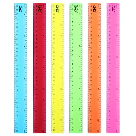 Mr. Pen Rulers, Rulers 12 Inch, 6 Pack, Assorted Colors, Kids Ruler