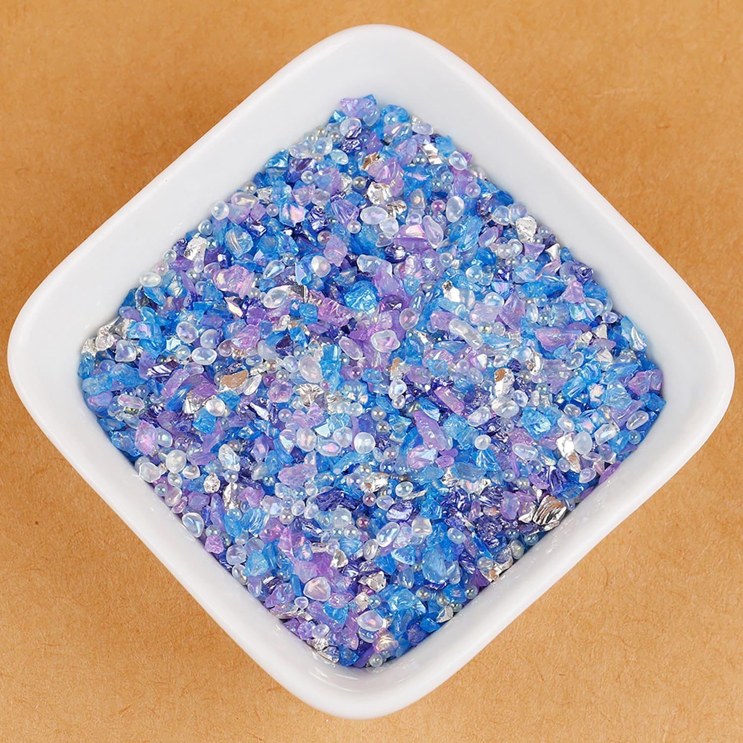 Crushed Glass Irregular Chips, 20g 2-3mm Irregular Glitter Transparent Gravel Gem Stones Broken Glass for Crafts,Nail Arts Decoration DIY Vase Filler Epoxy Resin Mold Jewelry Making(Blue)