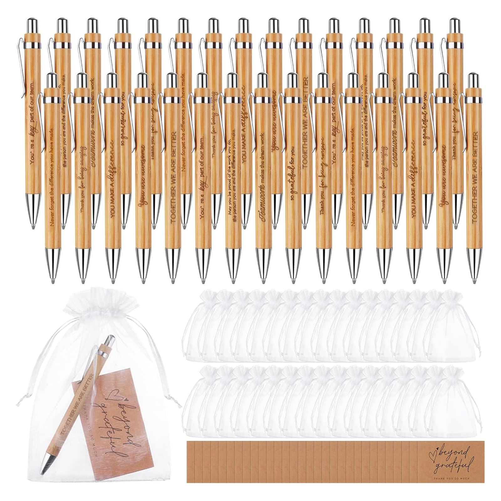 90 Pcs Employee Appreciation Gifts Inspirational Ballpoint Pens Motivational Quote Pens Positive Cards Gift Bags Encouragement Pen Thank You Gifts for Coworker Teacher Nurse Team Office Appreciation