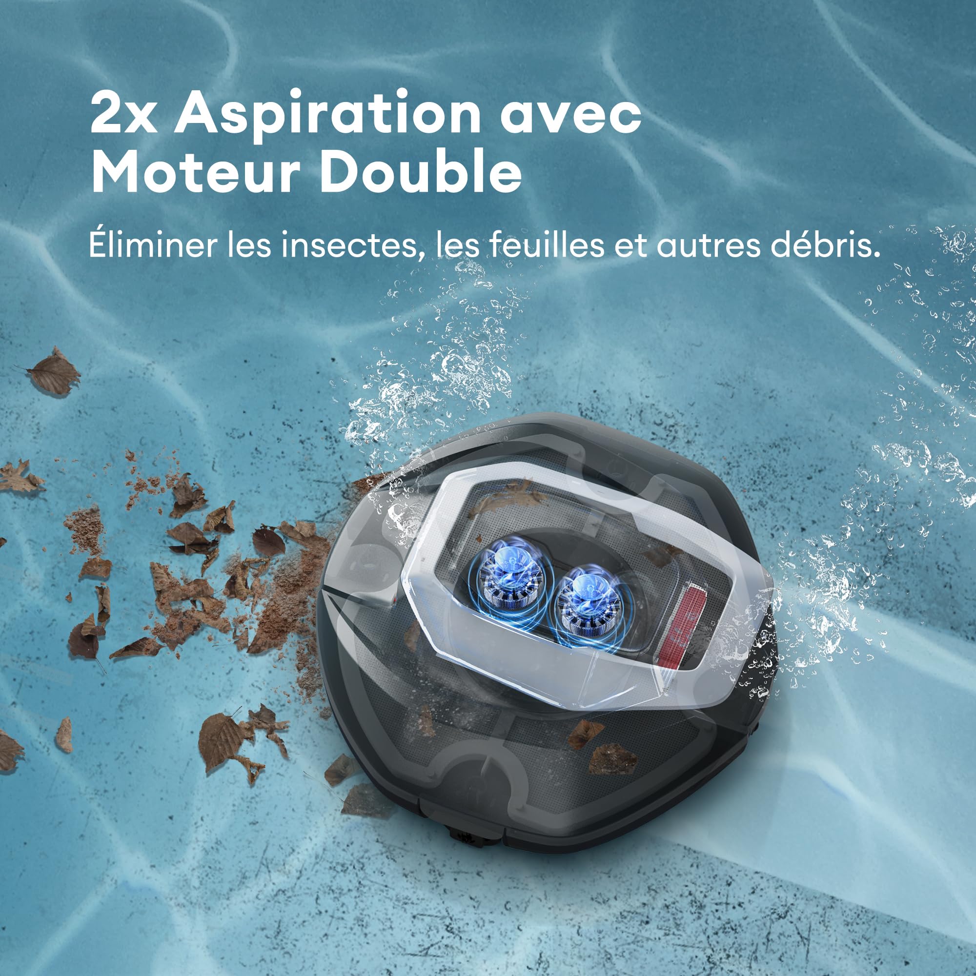 Ultenic Robot Piscine sans Fil, Conception de Récupération sans Crochet, Aspirateur Piscine Automatique Auto Stationnement, Moteurs Doubles, Convient à Une Large Gamme de Piscines