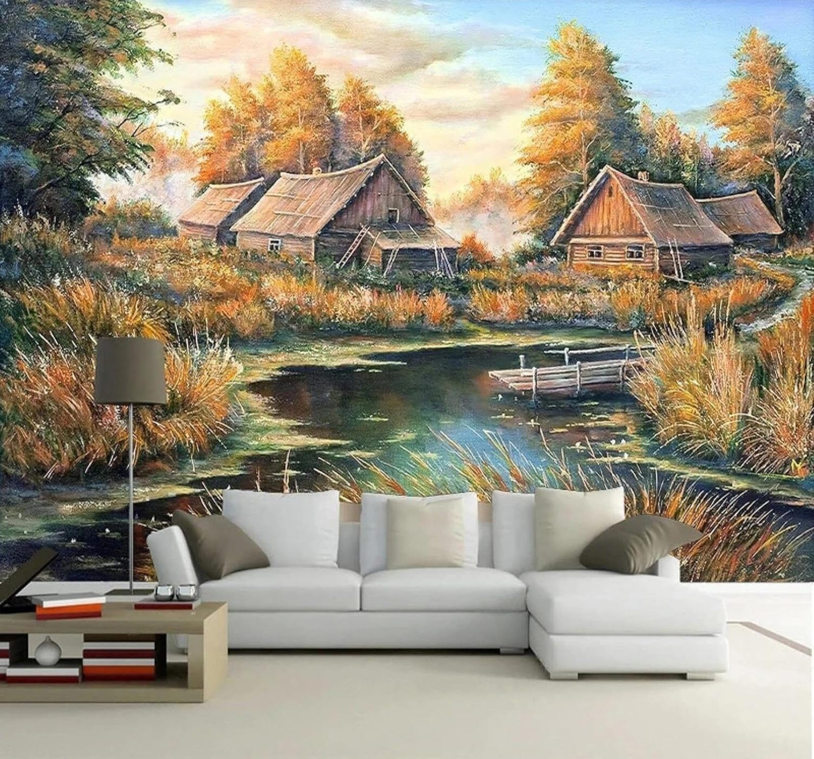 XLMING Retro Hand Drawn Pastoral Countryside Scenery 3D Wallpaper Luxury Home Dining Decor Paste Sofa Living Room The Wall for Bedroom Mural-300cm×210cm