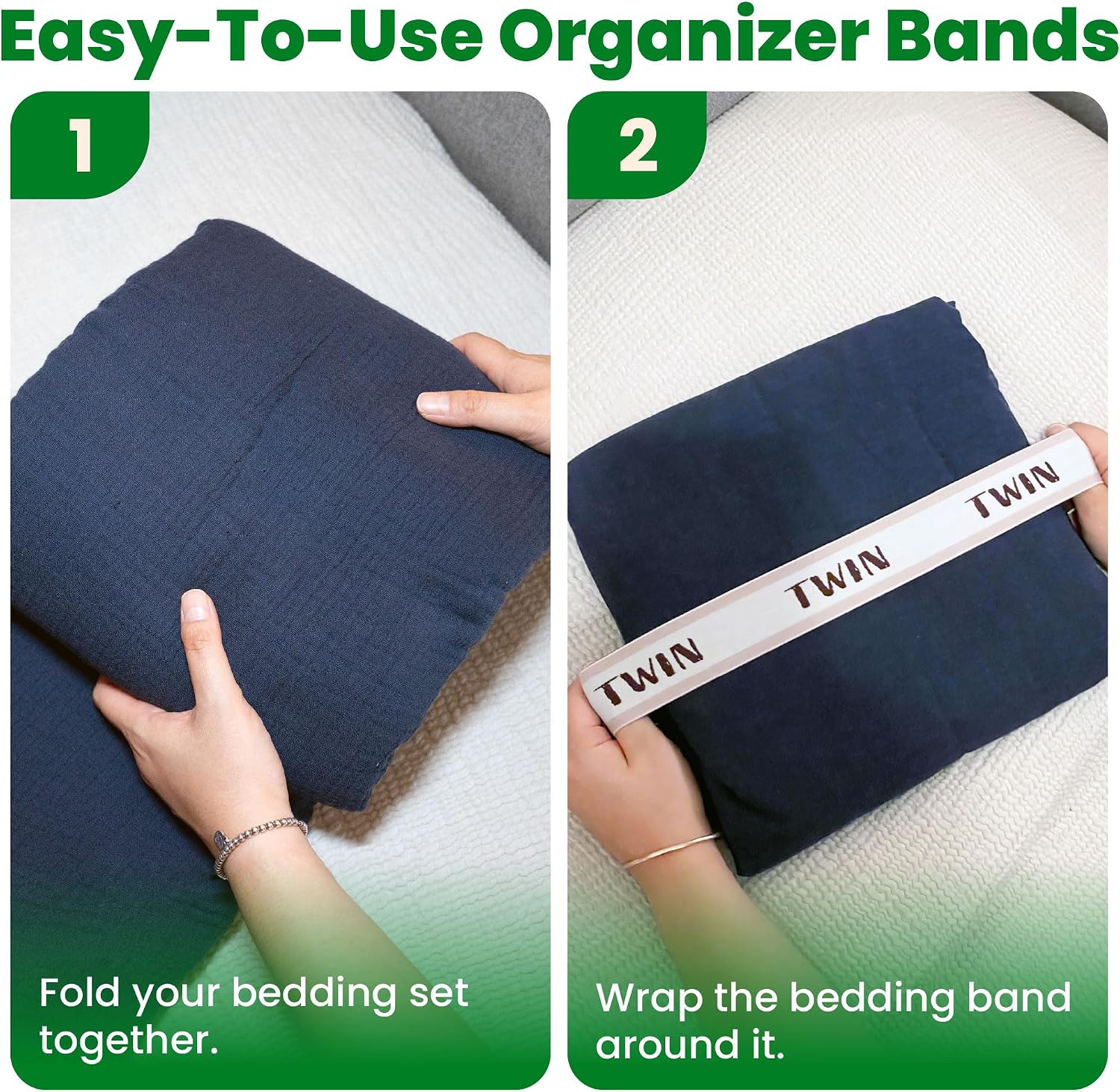 ECOHomes Bed Sheet Organizer Label Bands (Twin 2PCs Pack, Cream) image 5