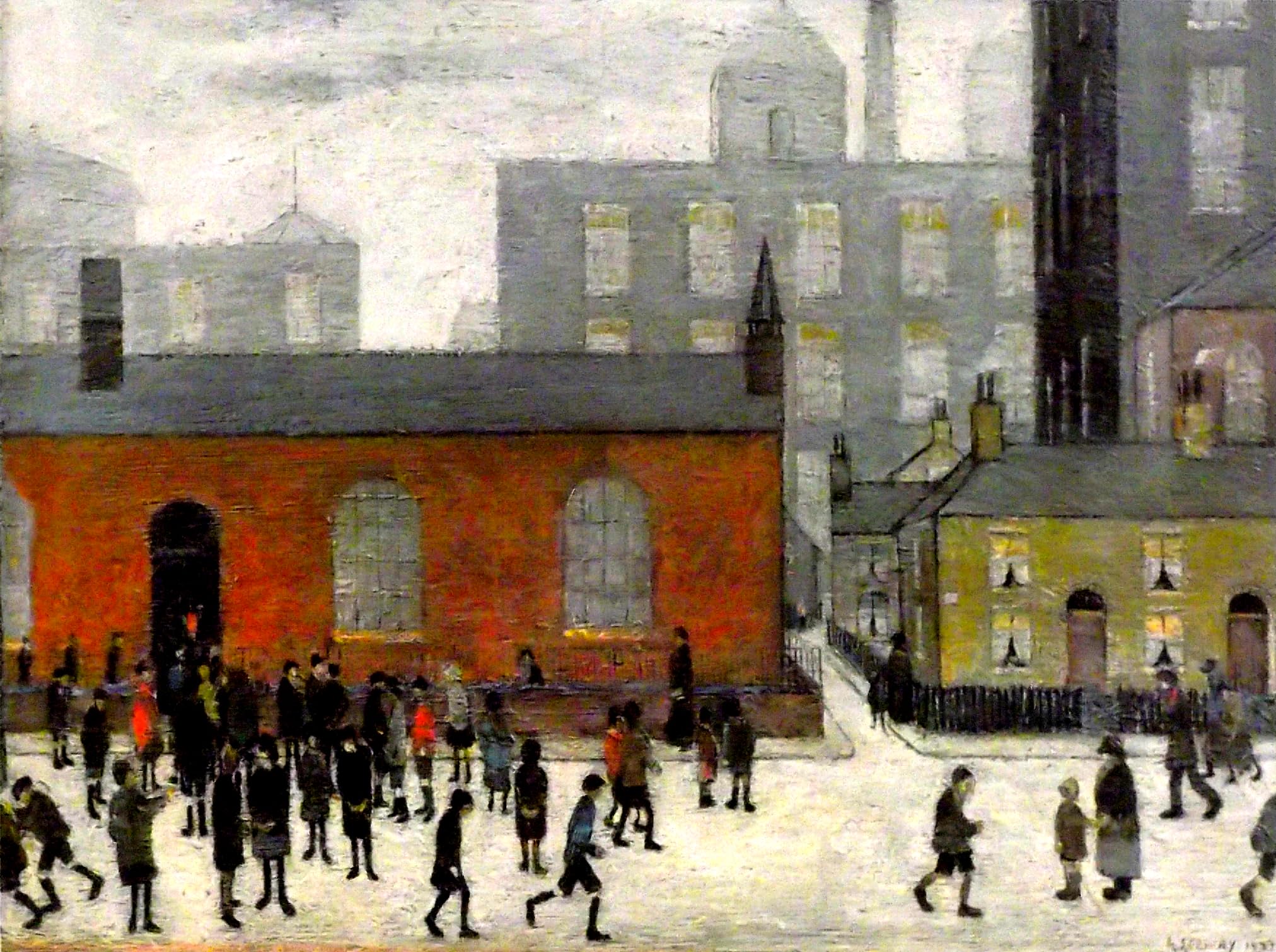 Stateoftheart-Uk Authentic Uk Handcrafted L S Lowry Print - Coming Out Of School - 16 X 12Inch Image Plus Border On Textured Art Paper