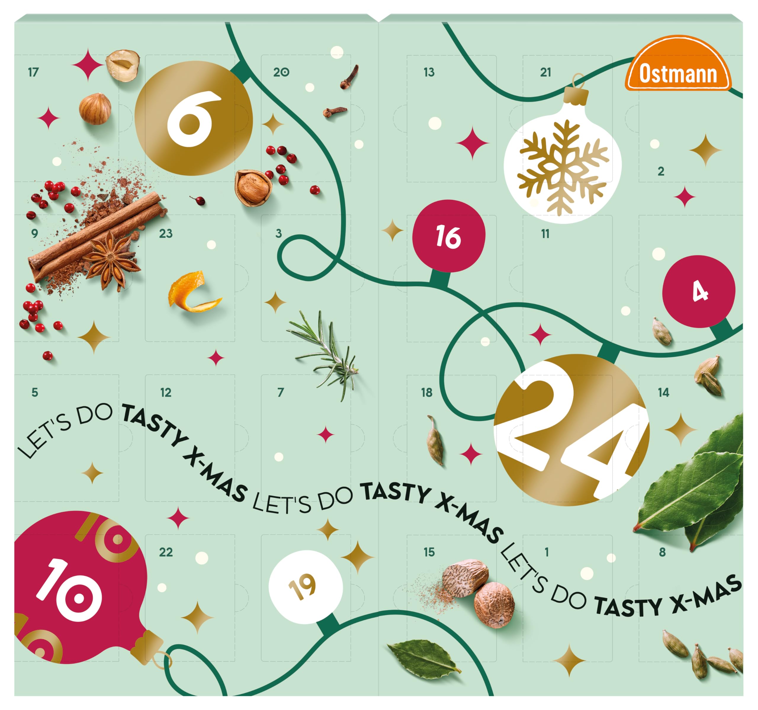Ostmann Gewürze - Adventskalender 2025 | Gewürzkalender mit 24 abwechslungsreichen Gewürzmischungen zum Probieren | Leckere Rezepte zu jedem Gewürz | Geschenkidee für Advents- & Weihnachtszeit
