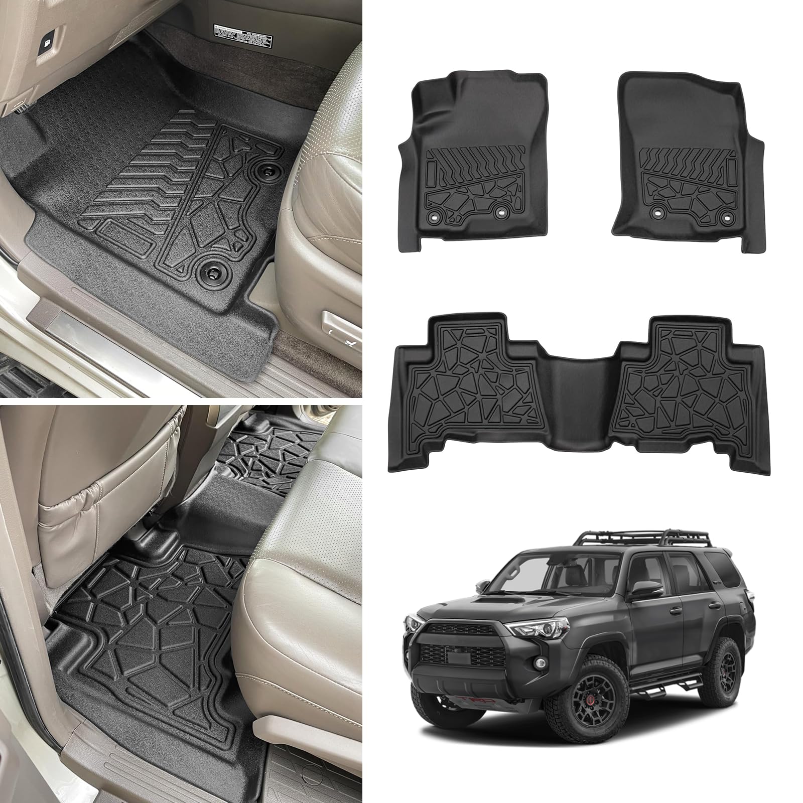 Cartist Floor Mats Compatible for 2013-2023 Toyota 4Runner / 2014-2022 Lexus GX460 Accessories All Weather Floor Liner for 4Runner / GX460 1st & 2nd Row Full Set Liners