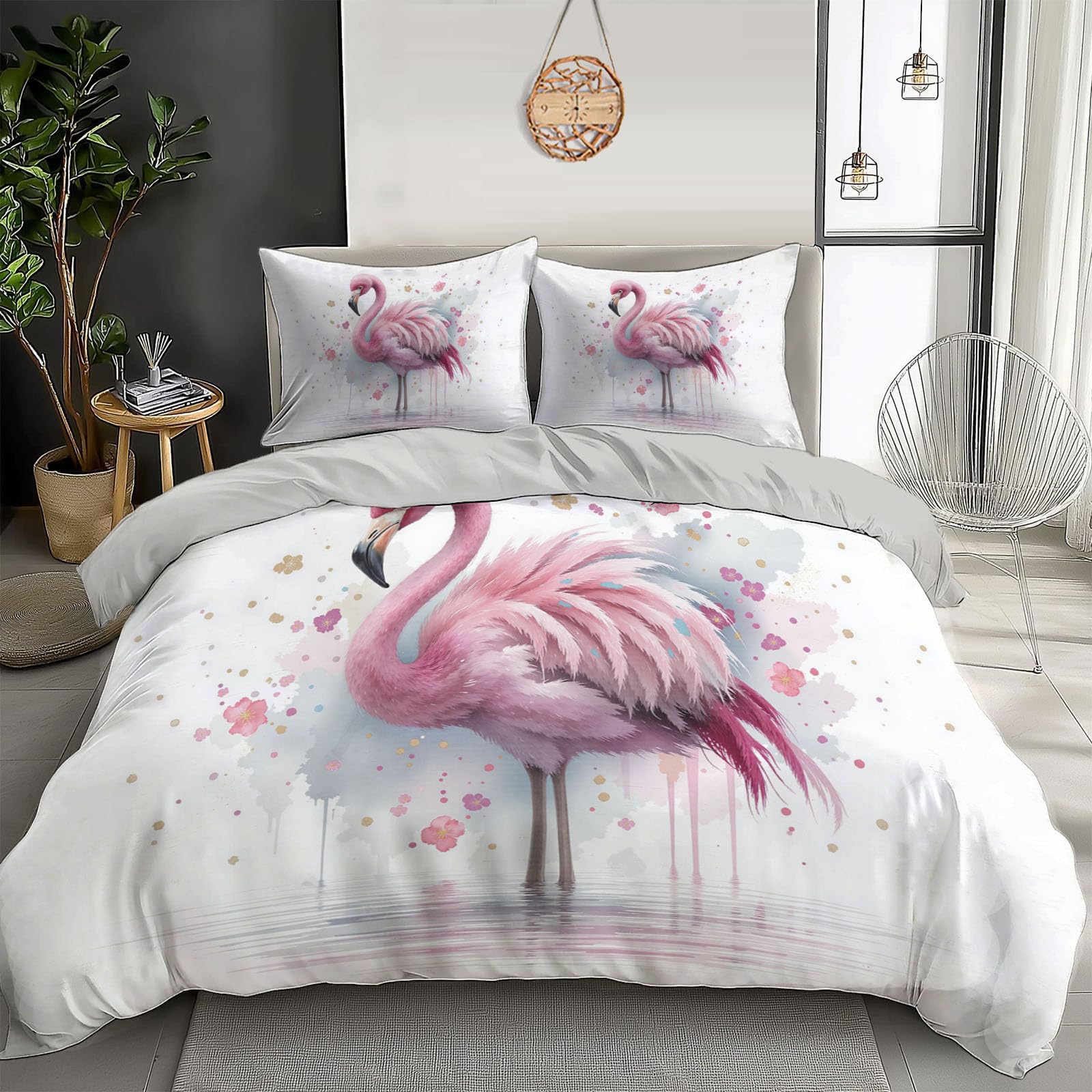 Housse de couette 140x200cm anti-rides et zippée avec motif aquarelle
