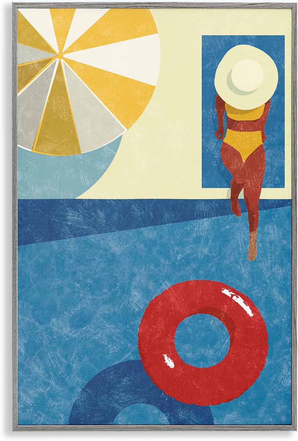 Stupell Industries Summer Poolside Girl Framed Giclee Art Design by Victoria Barnes