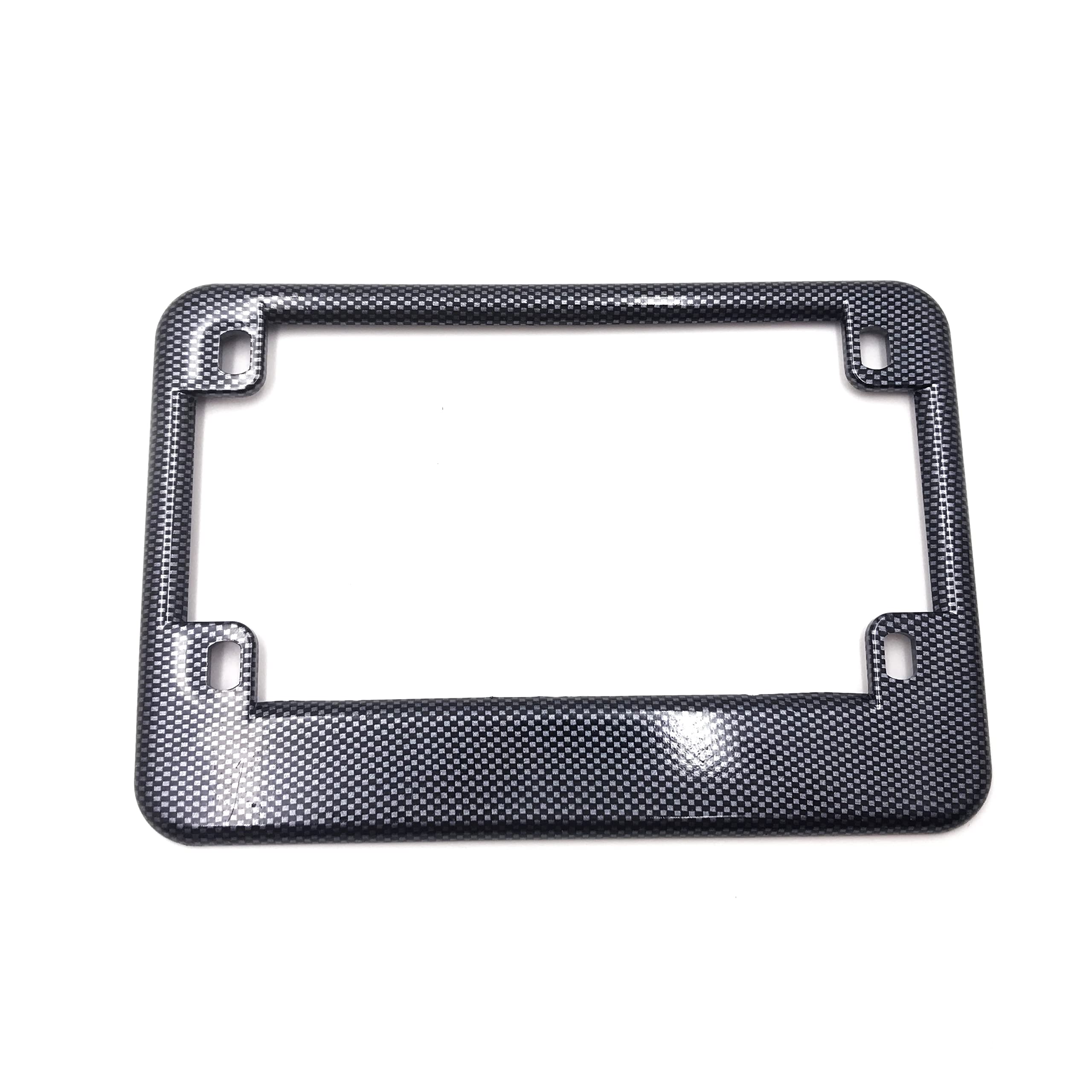MT294-004- Motorcycle License Plate Frame Compatible with 4"x7" Extra 1" Width Plate Carbon Fiber Style