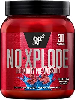 N.O.-XPLODE Pre Workout Powder, Energy Supplement for Men and Women with Creatine and Beta-Alanine, Blue Raz, 30 Servings, 1.2 Pound (Packaging May Vary)