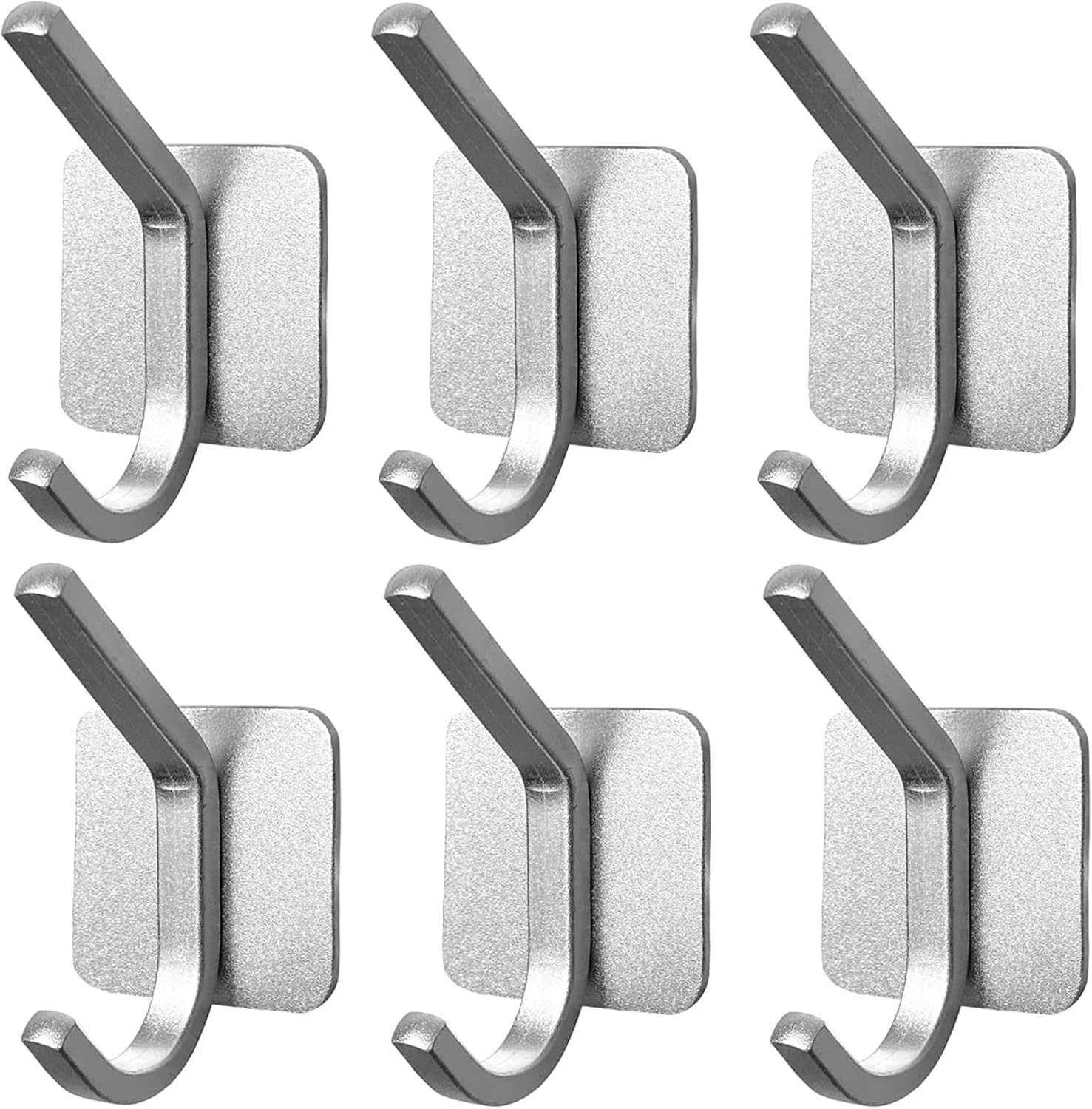 QNIIAED Self Adhesive Hooks，6 Pcs Strong Metal Double Sticky Hook On