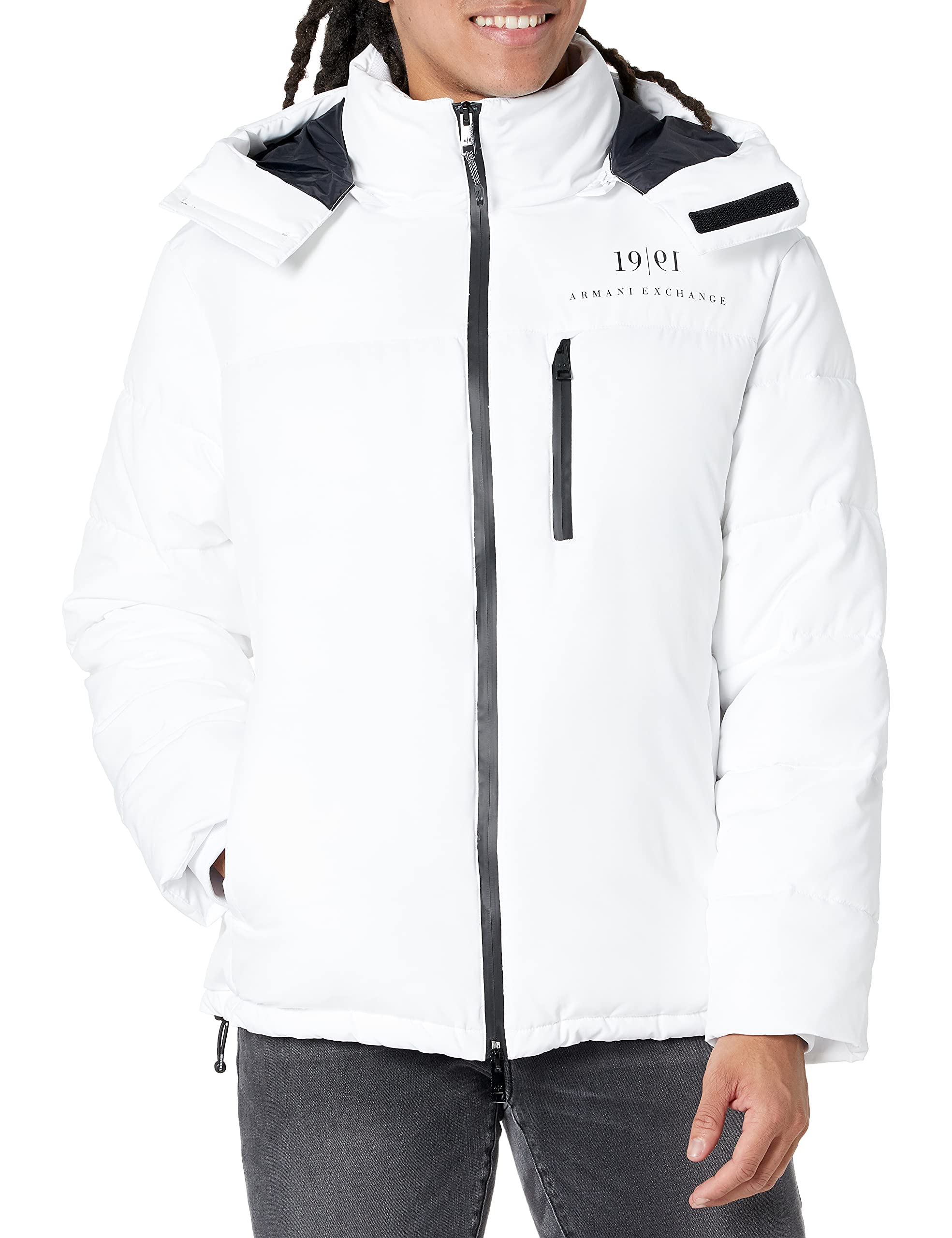 AX Armani Exchange mens 1991 Heritage Logo Hooded Puffer Jacket Parka