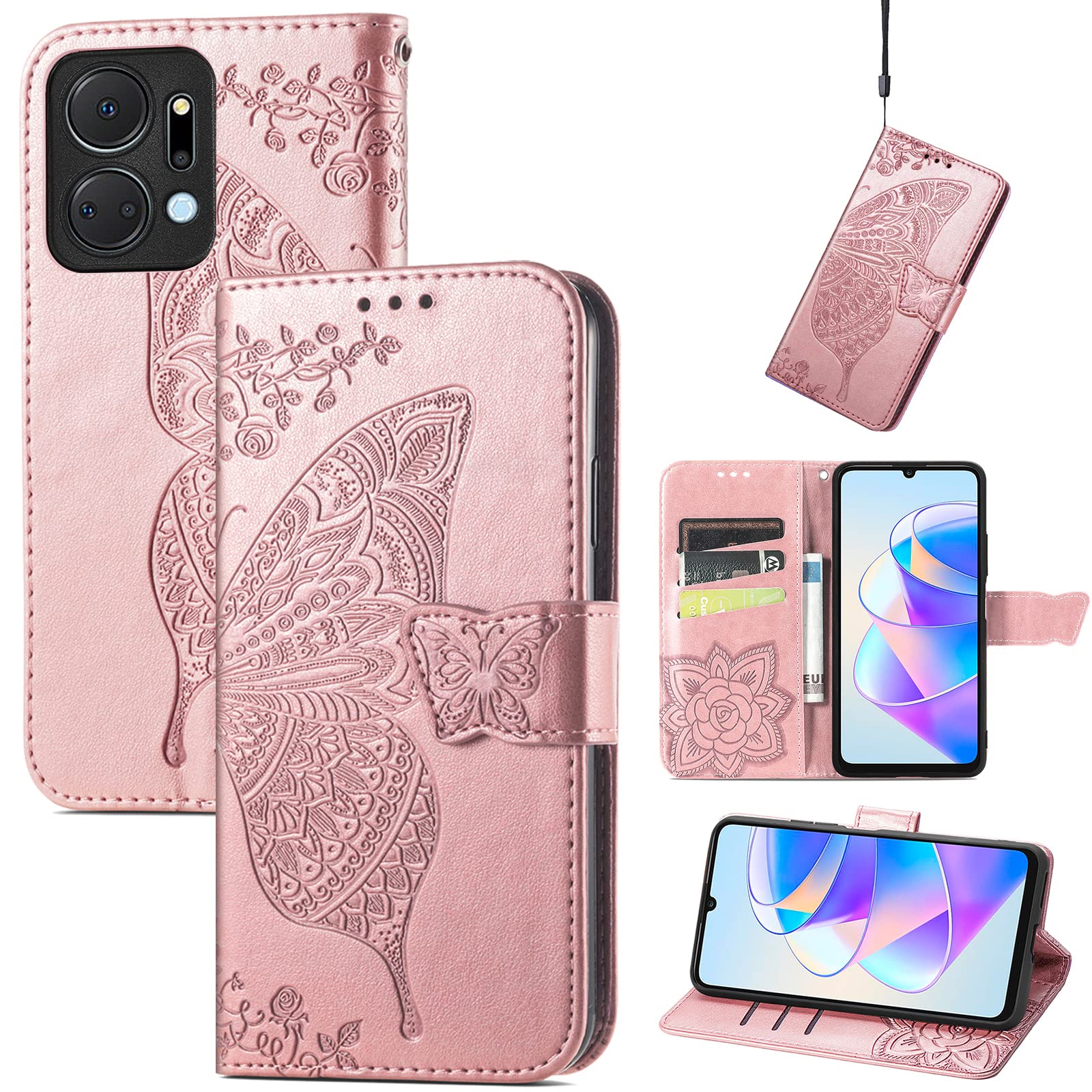 KANVOOS Cover per Honor X7a, Cover a Libro Portafoglio in Pelle PU [Porta Carte] [Magnetica], Antiurto Flip Case Custodia per Honor X7a (Blu