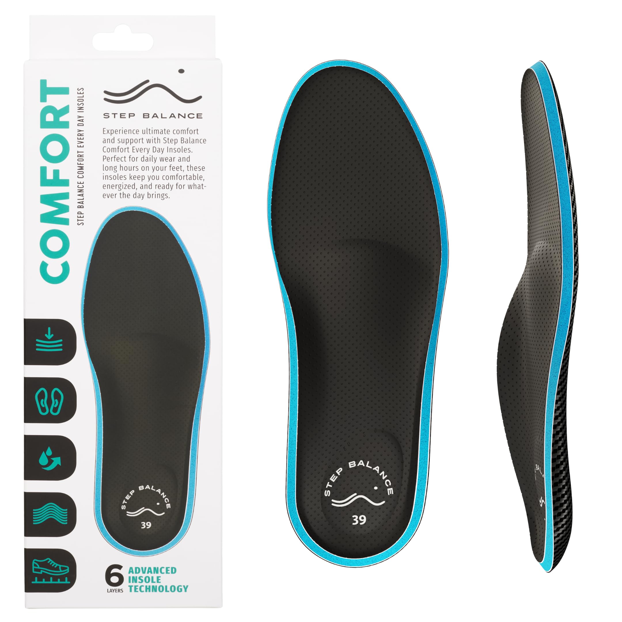 Solette Comfort Memory Foam, Supporto Arco, EU 42