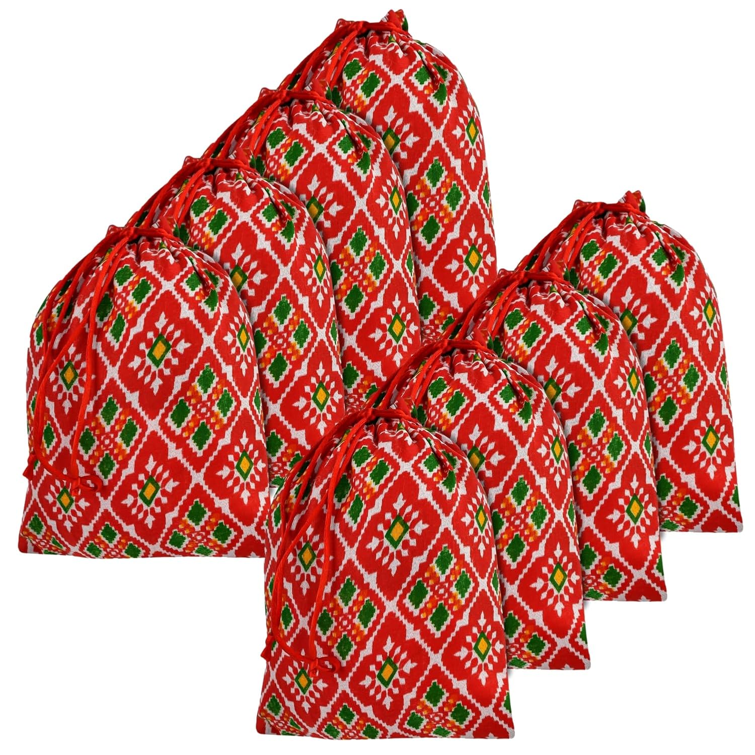 Kuber Industries Potli | Silk Wedding Potli | Drawstring Closure Potli | Wallet Potli | Christmas Gift Potli | Baby Shower Potli | Medium-Patola-Print Potli | 7×9 Inch | Pack of 8 | Red Kuber Industries Potli | Silk Wedding Potli | Drawstring Closure Potli | Wallet Potli | Christmas Gift Potli | Baby Shower Potli | Medium-Patola-Print Potli | 7×9 Inch | Pack of 8 | Red