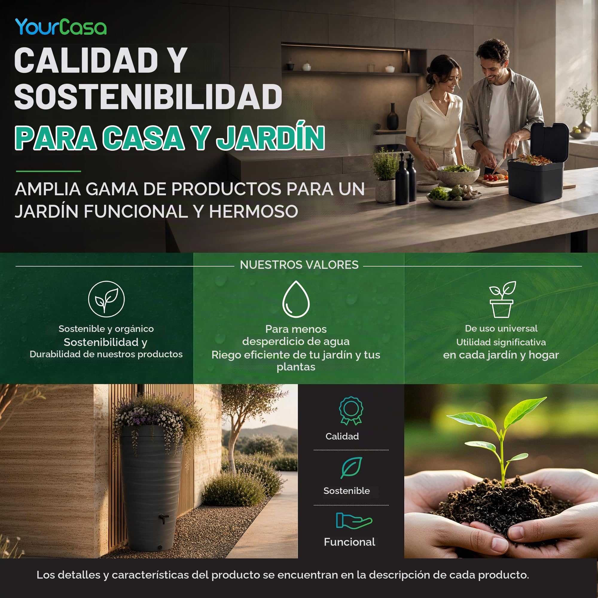 YourCasa Tanque de lluvia de 320 litros [Aquablock] incluye conector para bajante, grifo y tapa, barril de agua de forma cuadrada, a prueba de heladas, depósito de agua de lluvia, para jardín (gris)