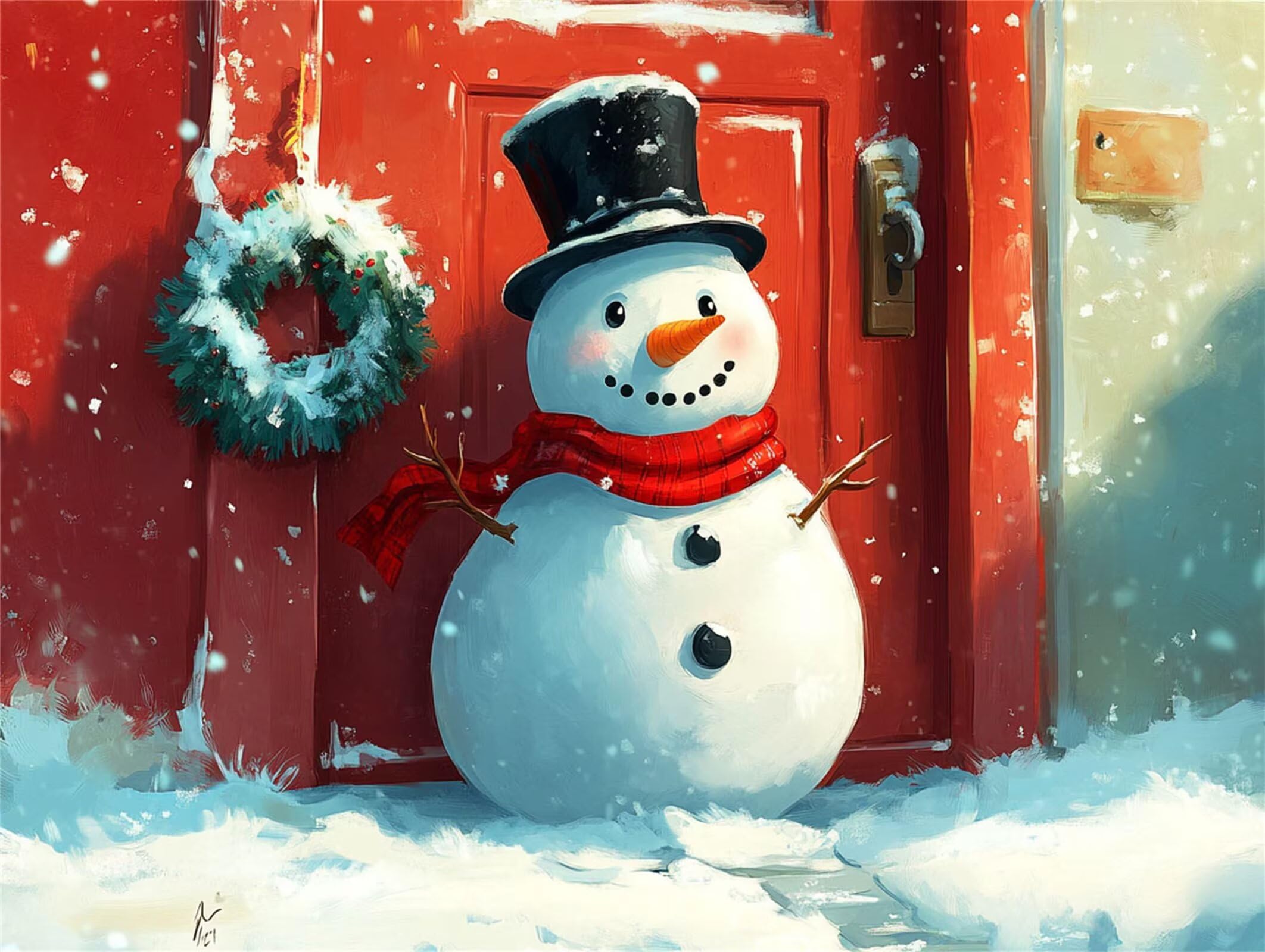 Pintar por Numeros Muñeco de nieve Pinturas Acrilicas invierno Pintura por Numeros Lienzos para Pintar, Pintura Acrilica Manualidades, Decoración Hogar, Regalos Cumpleaños, 90x120cm Sin Marco, q-910