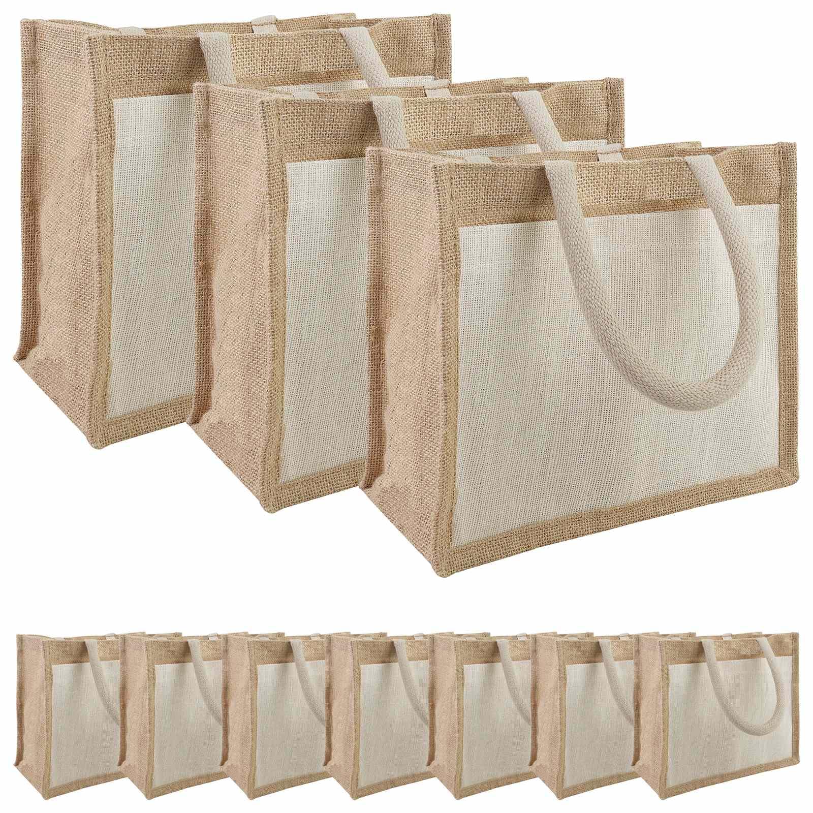 Jute Einkaufstasche mit Baumwolltasche, Natürlich und Weiß