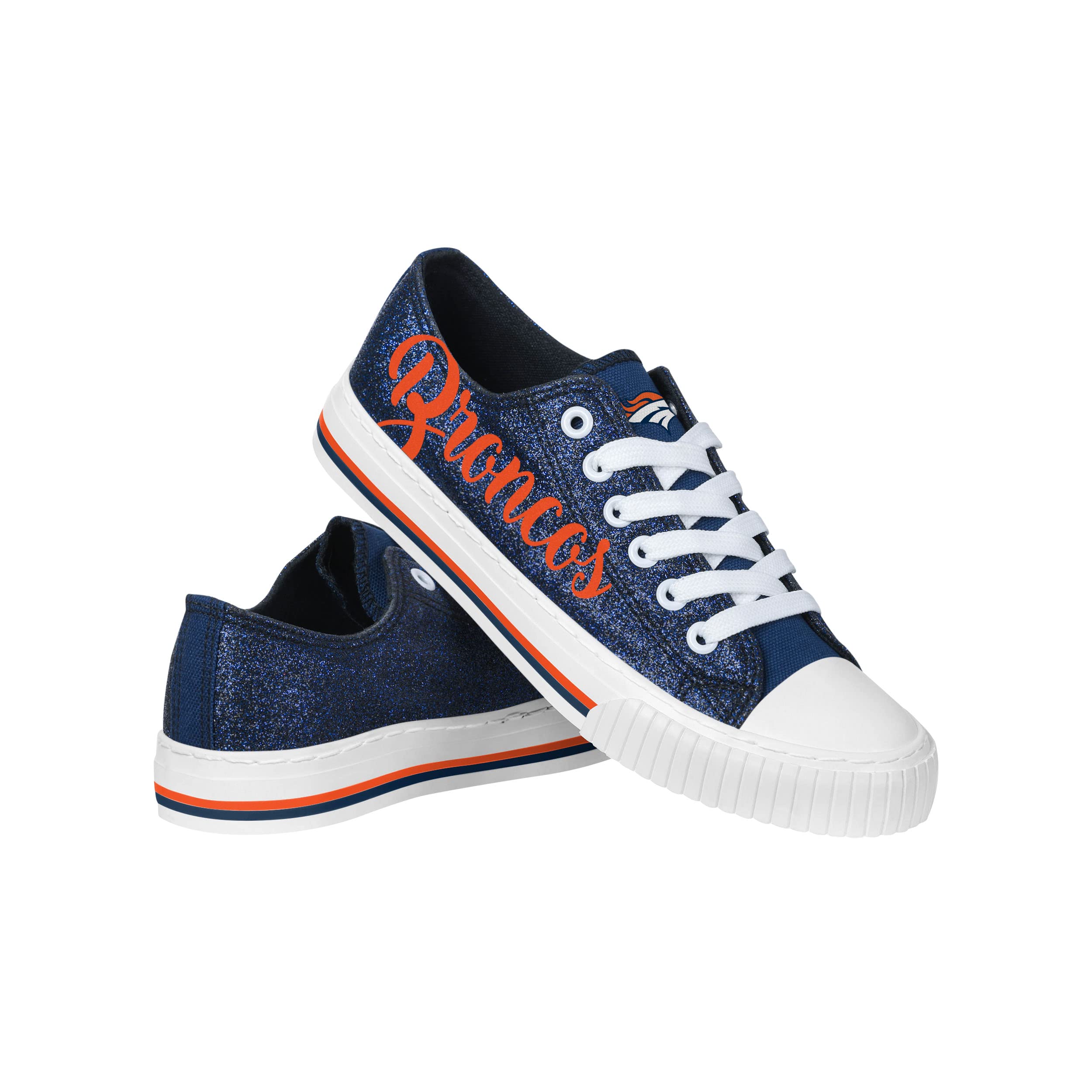 FOCO Womens NFL Team Logo Ladies Fashion Color Glitter Low Top Canvas Sneakers Shoes